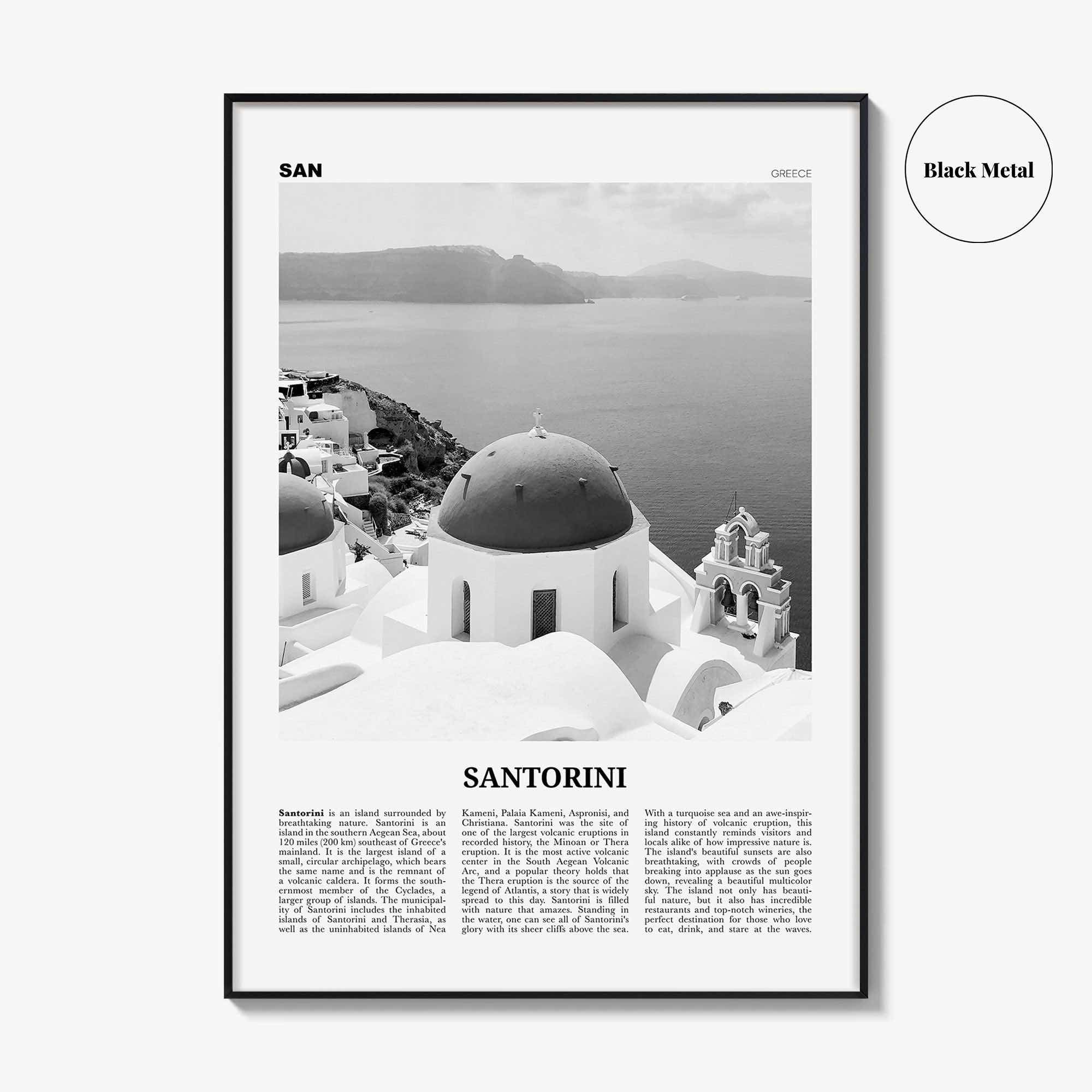 Santorini Print Black and White, Santorini Wall Art, Santorini Poster, Santorini Photo, Greece, Σαντορίνη Θήρα, Thera, Thira, Europe