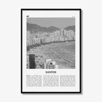 Santos Print Black and White, Santos Wall Art, Santos Poster, Santos Photo, Santos Wall Décor, Santos Map, Brazil