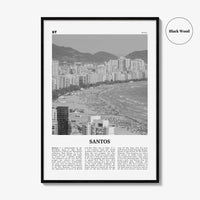 Santos Print Black and White, Santos Wall Art, Santos Poster, Santos Photo, Santos Wall Décor, Santos Map, Brazil