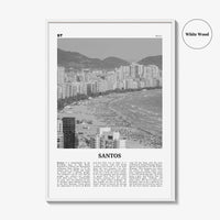 Santos Print Black and White, Santos Wall Art, Santos Poster, Santos Photo, Santos Wall Décor, Santos Map, Brazil
