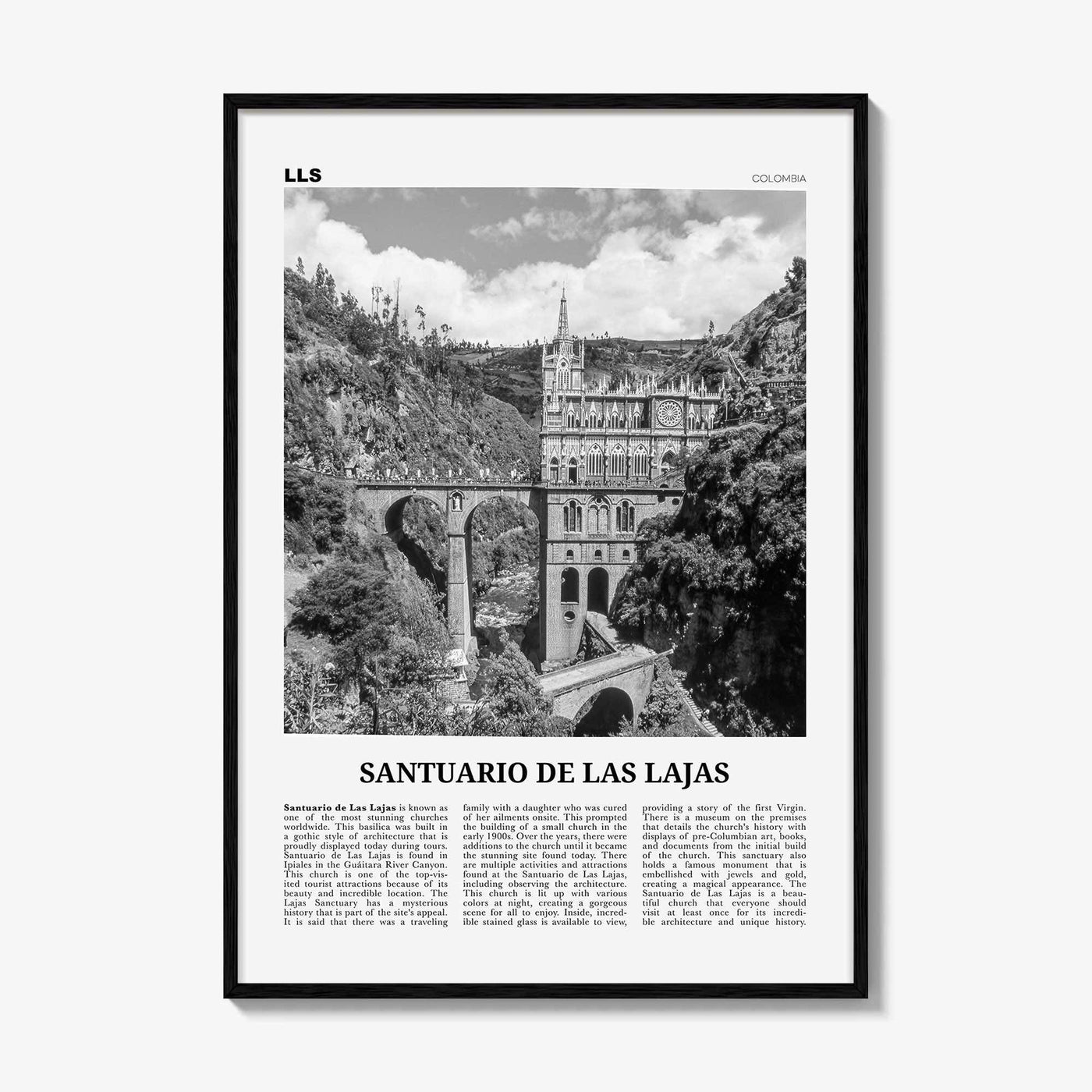 Santuario de Las Lajas Print Black and White, Santuario de Las Lajas Wall Art, Santuario de Las Lajas Poster, Las Lajas Photo, Colombia