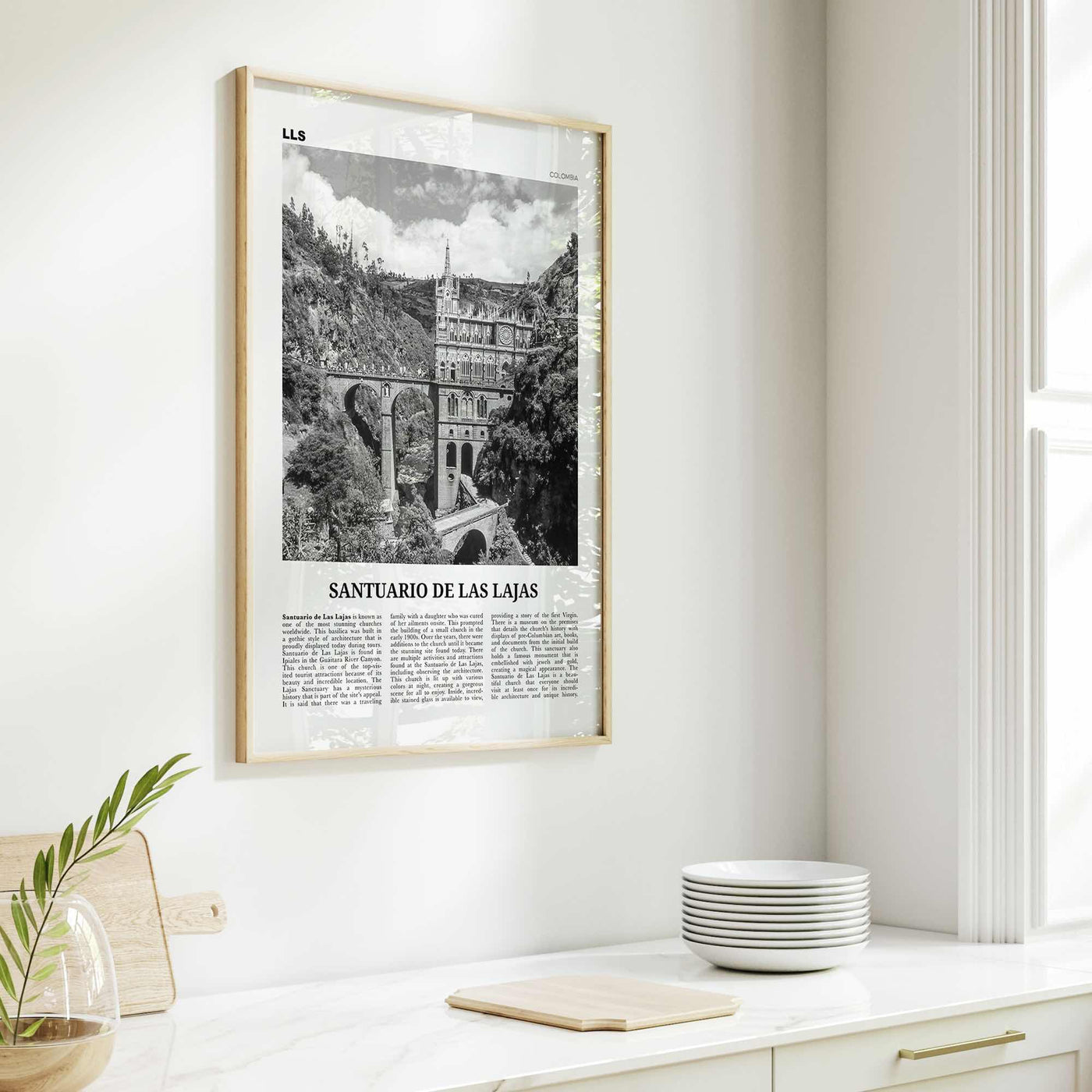 Santuario de Las Lajas Print Black and White, Santuario de Las Lajas Wall Art, Santuario de Las Lajas Poster, Las Lajas Photo, Colombia