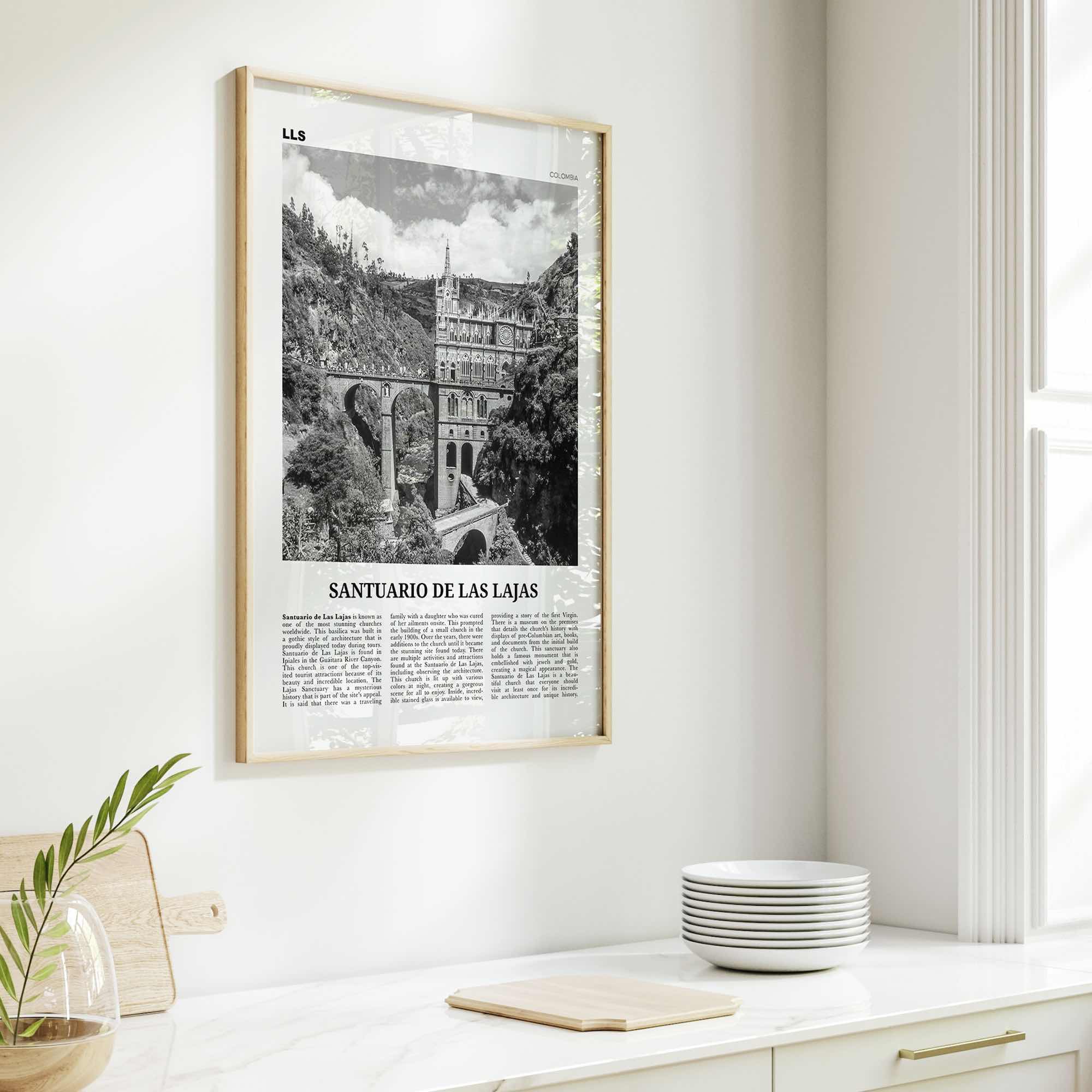 Santuario de Las Lajas Print Black and White, Santuario de Las Lajas Wall Art, Santuario de Las Lajas Poster, Las Lajas Photo, Colombia