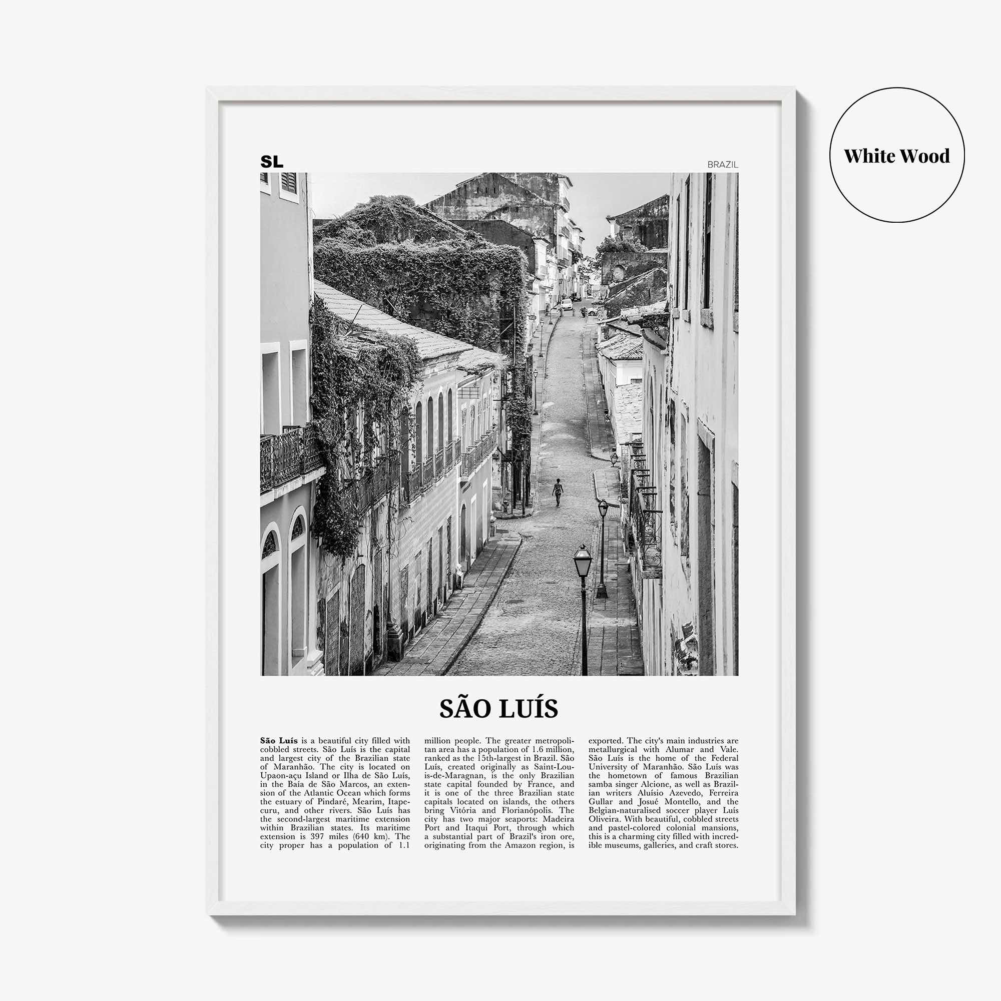 Sao Luis Print Black and White, São Luís Wall Art, São Luís Poster, São Luís Photo, Sao Luís Wall Decor, Brazil, Brasil, South America