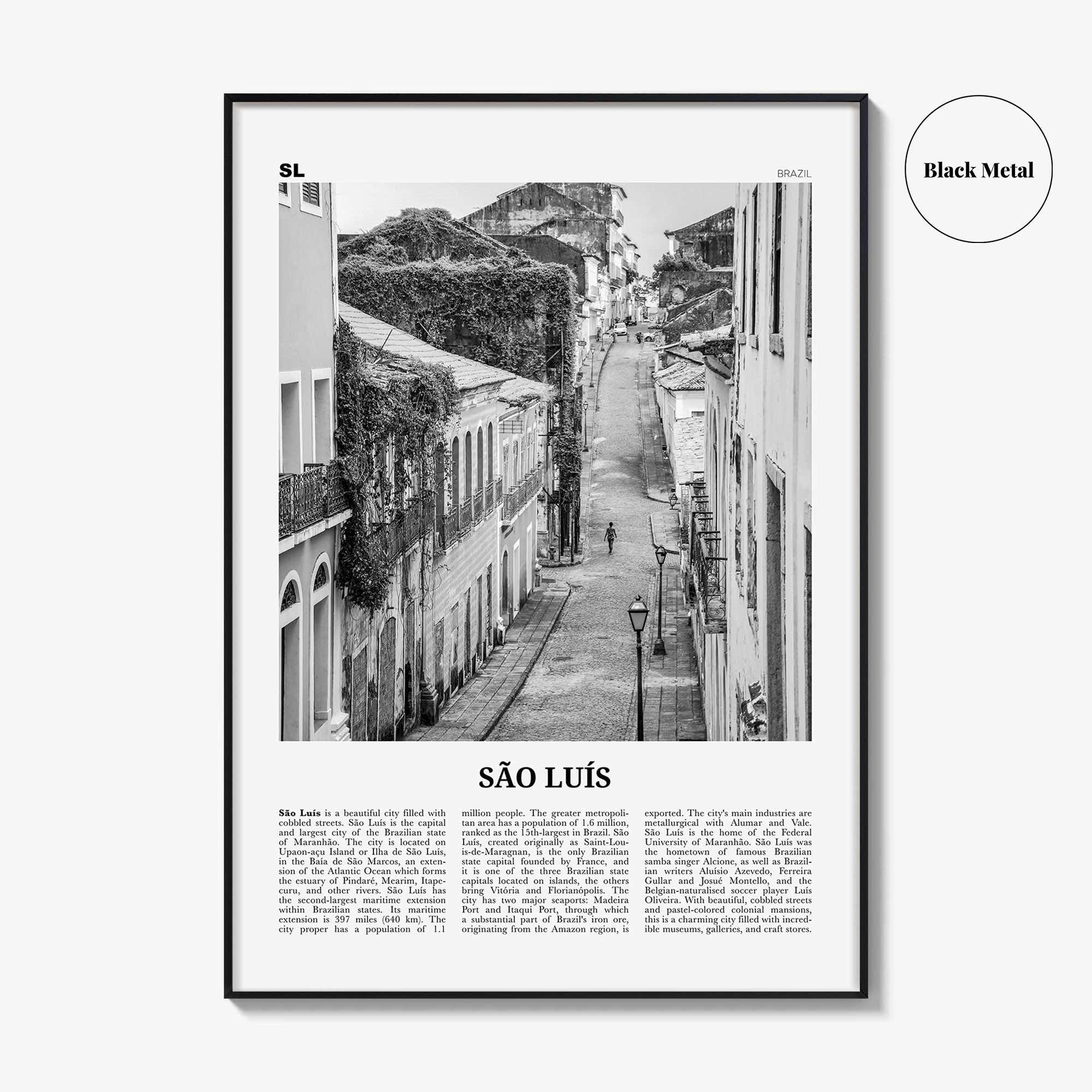 Sao Luis Print Black and White, São Luís Wall Art, São Luís Poster, São Luís Photo, Sao Luís Wall Decor, Brazil, Brasil, South America