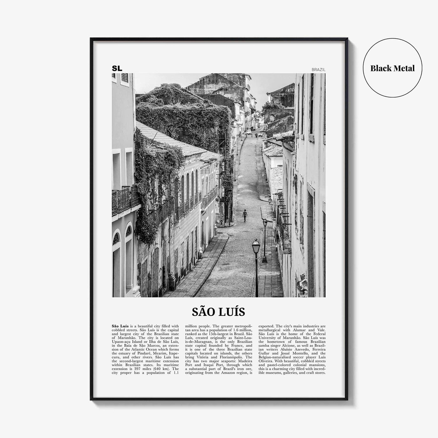 Sao Luis Print Black and White, São Luís Wall Art, São Luís Poster, São Luís Photo, Sao Luís Wall Decor, Brazil, Brasil, South America
