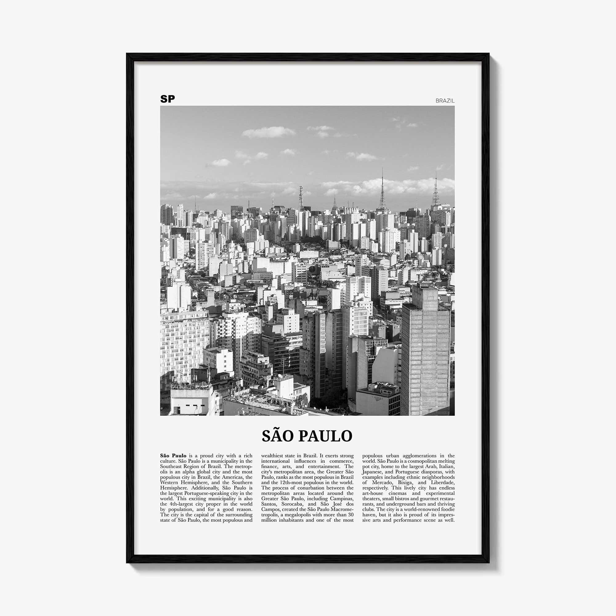 Sao Paulo Print Black and White No 1, São Paulo Wall Art, São Paulo Poster, São Paulo Photo, Sao Paulo Wall Decor, Brazil, Brasil