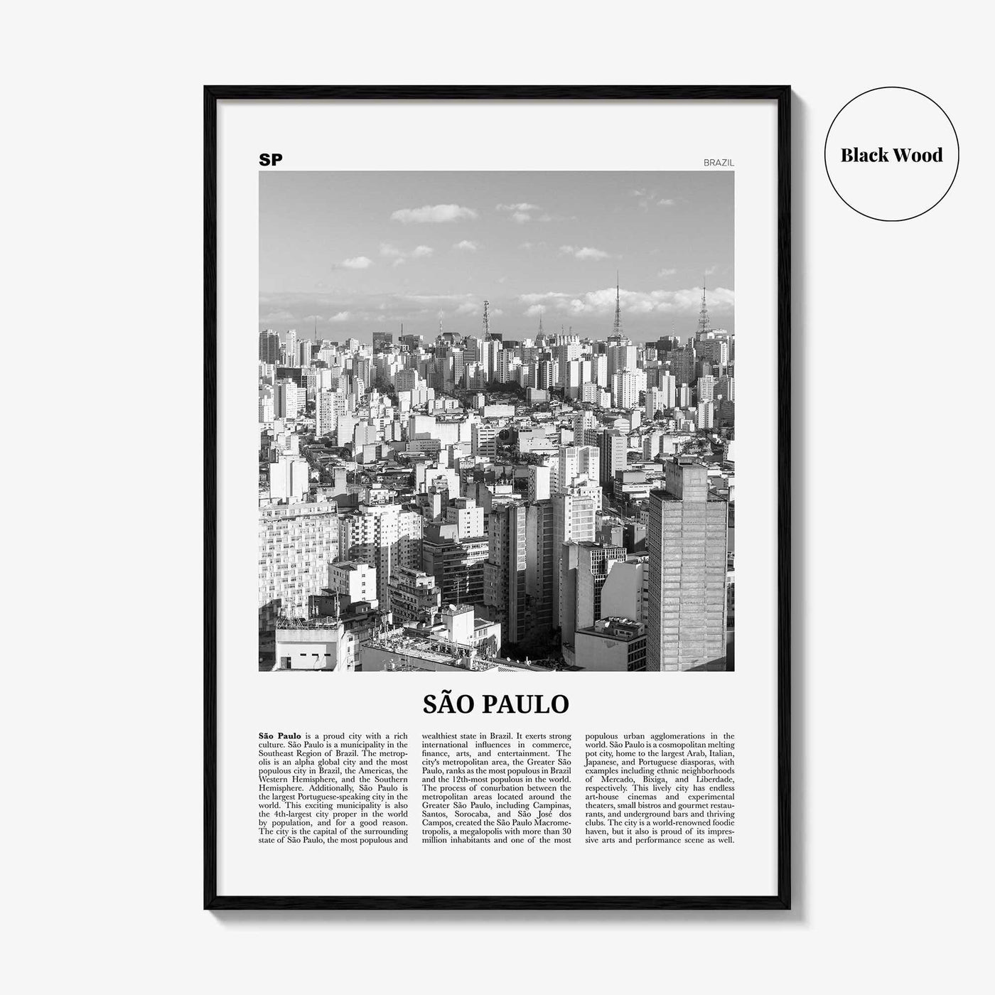 Sao Paulo Print Black and White No 1, São Paulo Wall Art, São Paulo Poster, São Paulo Photo, Sao Paulo Wall Decor, Brazil, Brasil