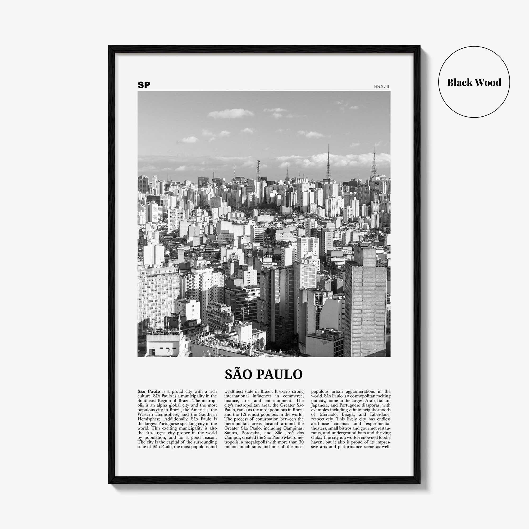 Sao Paulo Print Black and White No 1, São Paulo Wall Art, São Paulo Poster, São Paulo Photo, Sao Paulo Wall Decor, Brazil, Brasil