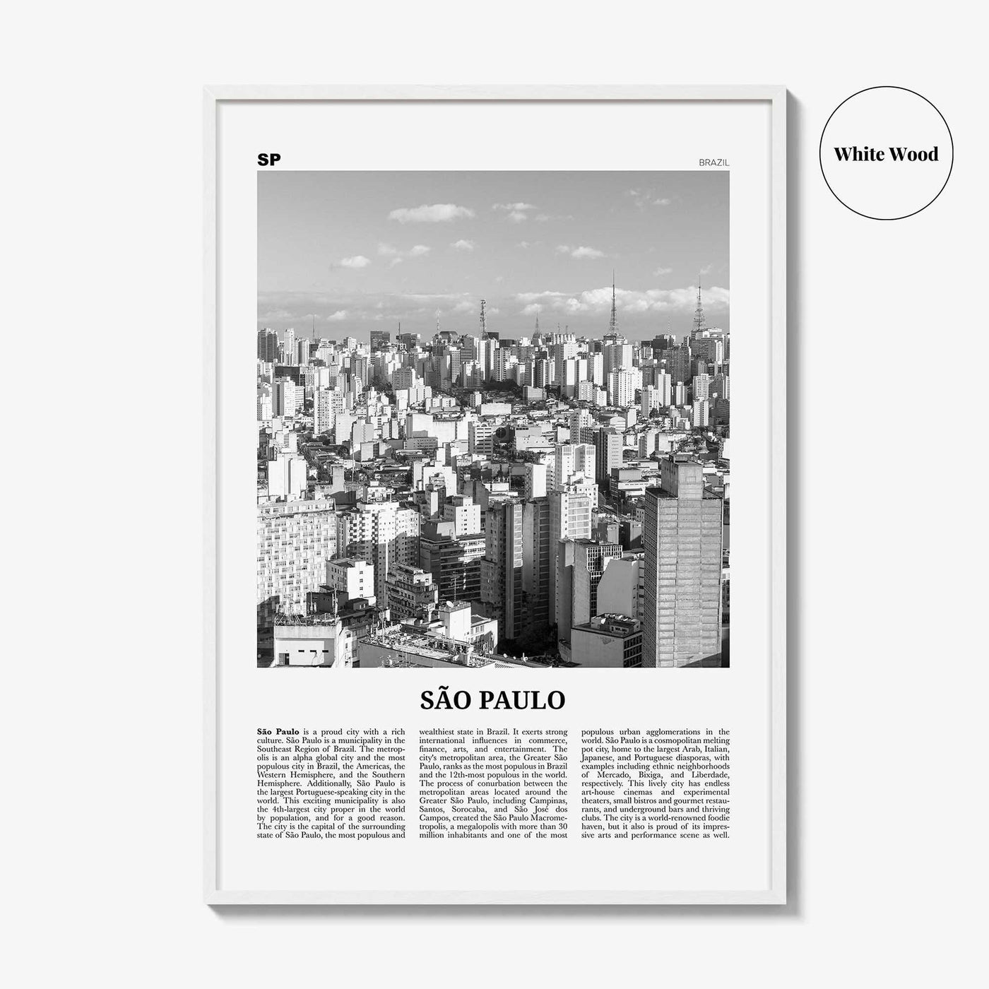 Sao Paulo Print Black and White No 1, São Paulo Wall Art, São Paulo Poster, São Paulo Photo, Sao Paulo Wall Decor, Brazil, Brasil