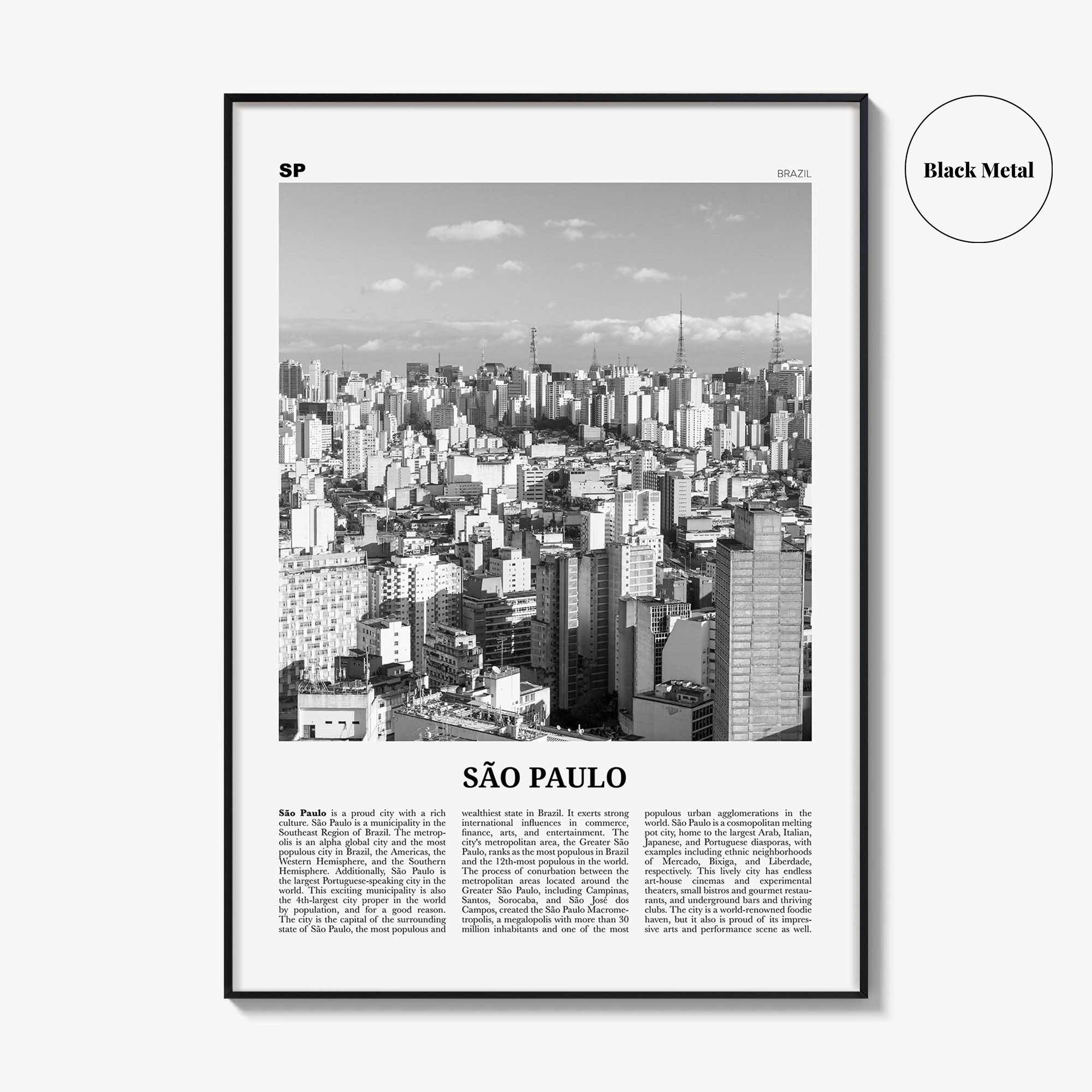 Sao Paulo Print Black and White No 1, São Paulo Wall Art, São Paulo Poster, São Paulo Photo, Sao Paulo Wall Decor, Brazil, Brasil