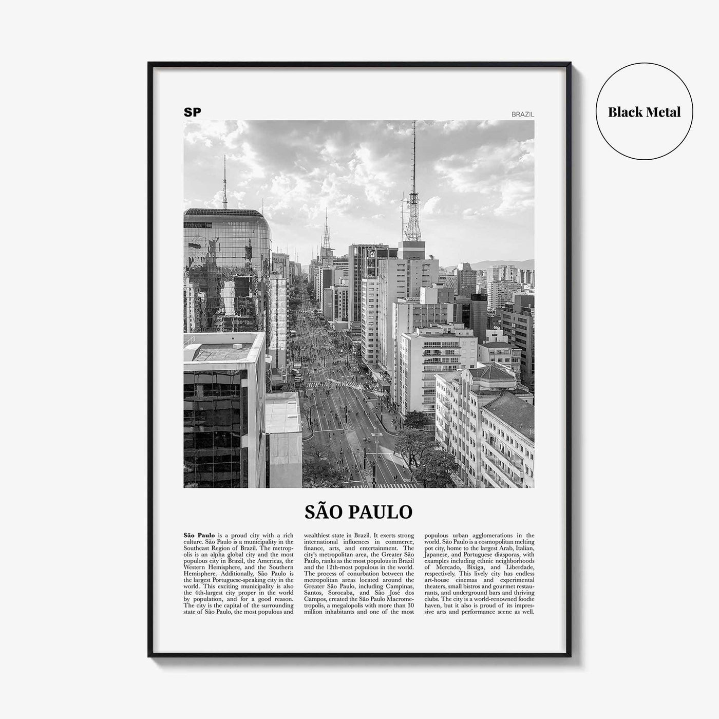 Sao Paulo Print Black and White No 2, São Paulo Wall Art, São Paulo Poster, São Paulo Photo, Sao Paulo Wall Decor, Brazil, Brasil
