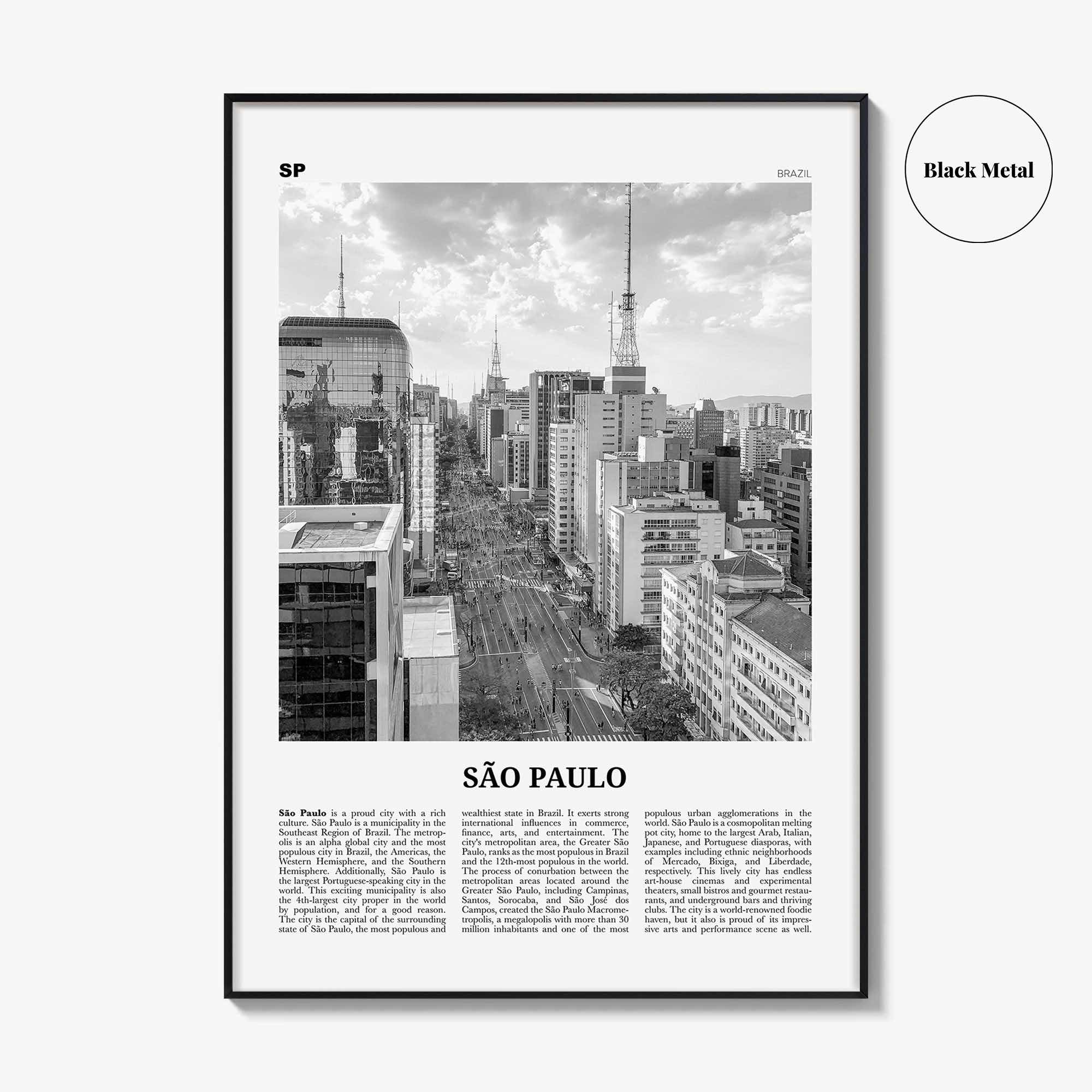 Sao Paulo Print Black and White No 2, São Paulo Wall Art, São Paulo Poster, São Paulo Photo, Sao Paulo Wall Decor, Brazil, Brasil