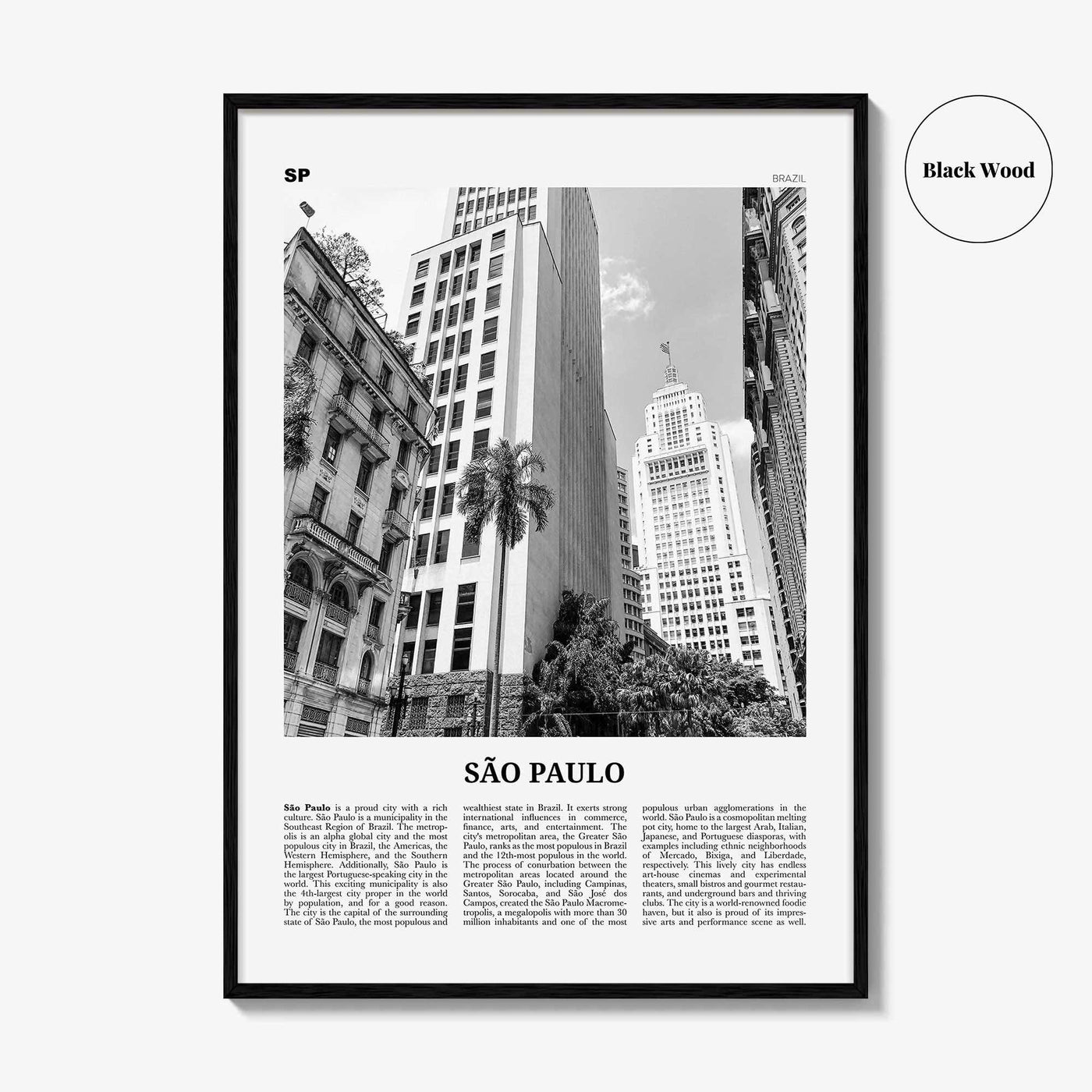 Sao Paulo Print Black and White No 3, São Paulo Wall Art, São Paulo Poster, São Paulo Photo, Sao Paulo Wall Decor, Brazil, Brasil