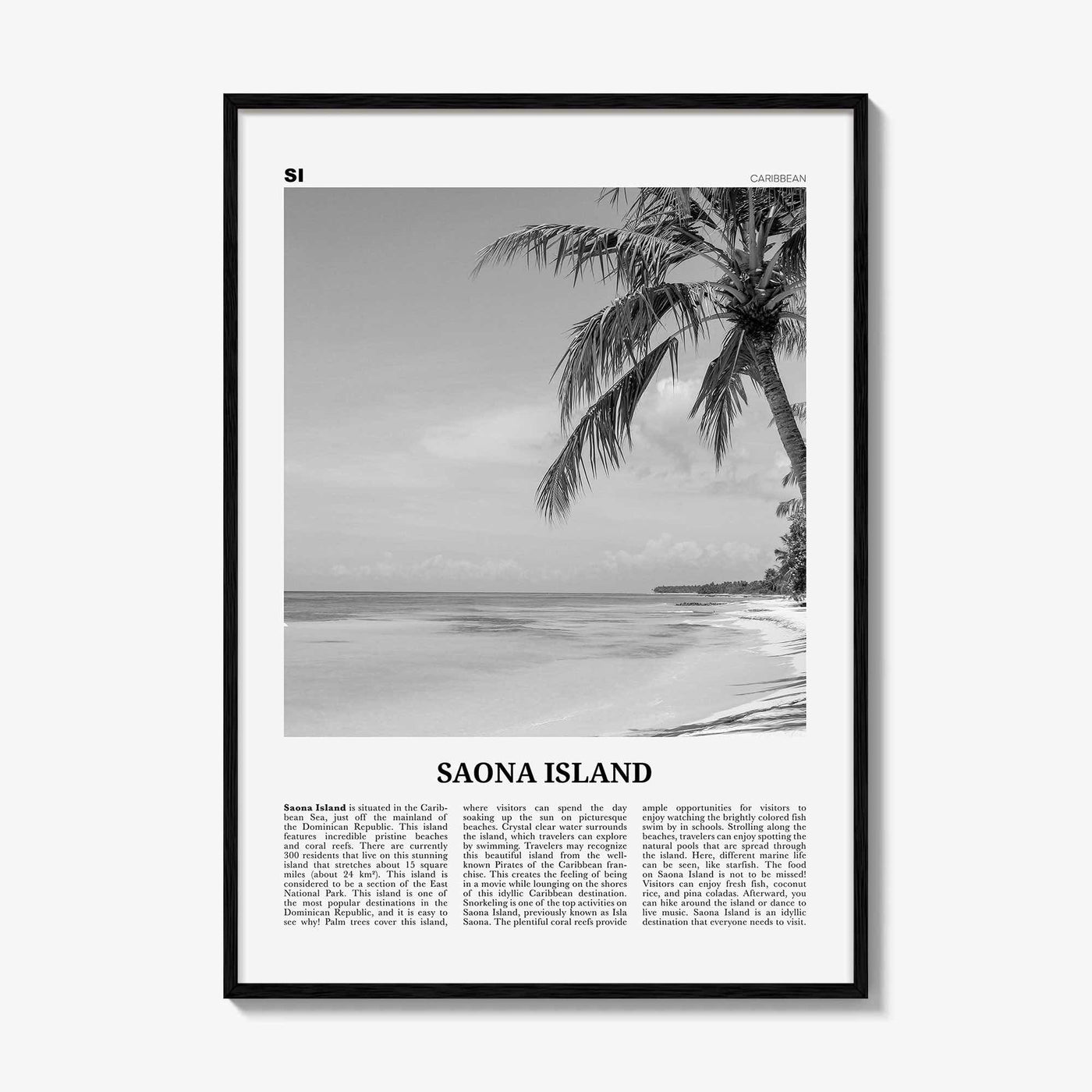 Saona Island Print Black and White, Saona Island Wall Art, Saona Island Poster, Saona Island Photo, Saona Island Wall Décor, Caribbean