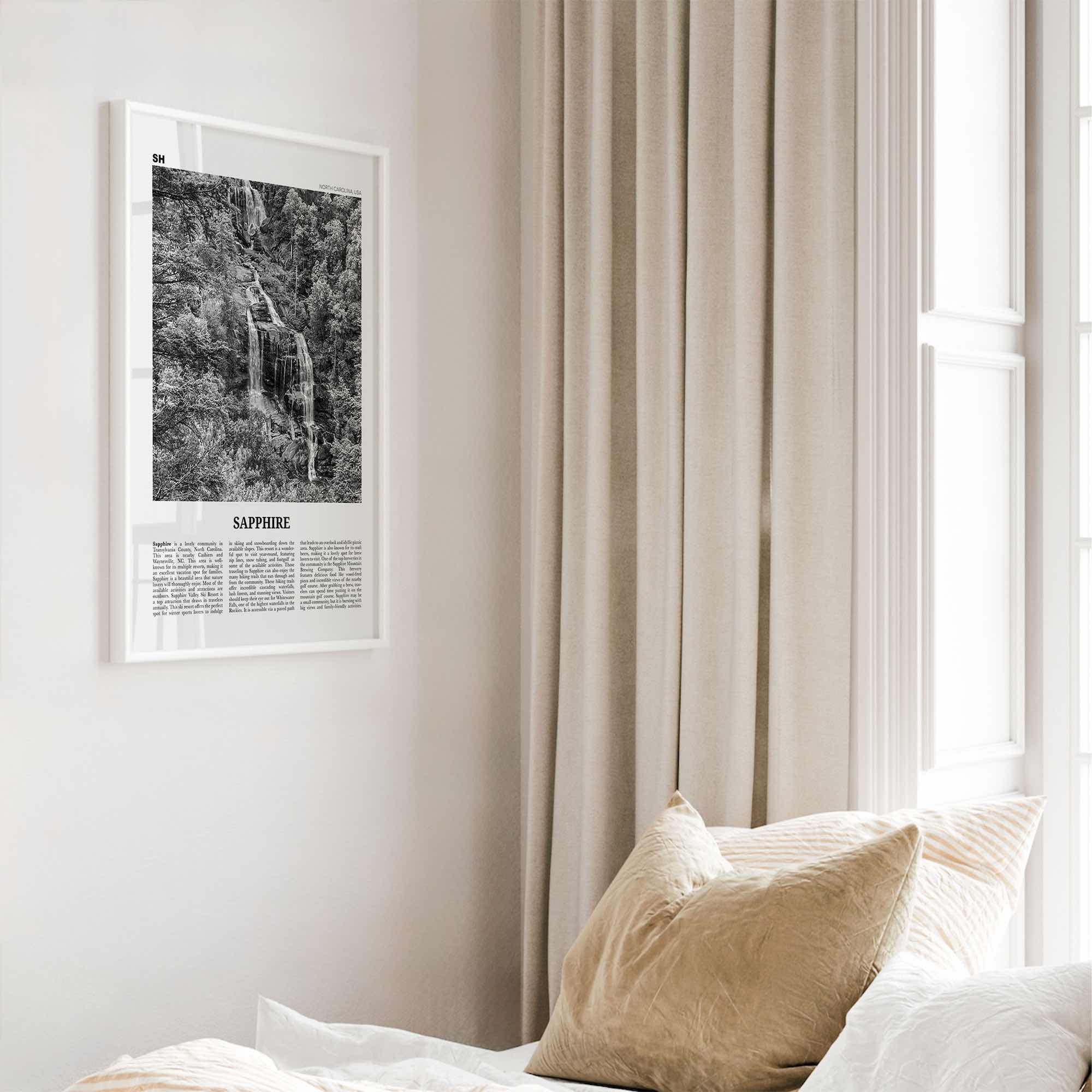 Sapphire Print Black and White, Sapphire Wall Art, Sapphire Poster, Sapphire Photo, Sapphire Wall Décor, Sapphire Map, North Carolina, USA