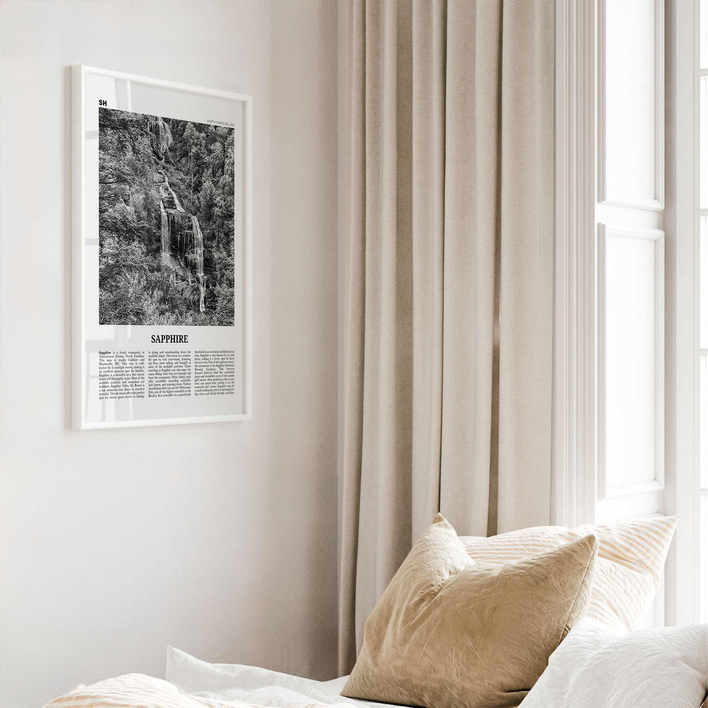 Sapphire Print Black and White, Sapphire Wall Art, Sapphire Poster, Sapphire Photo, Sapphire Wall Décor, Sapphire Map, North Carolina, USA