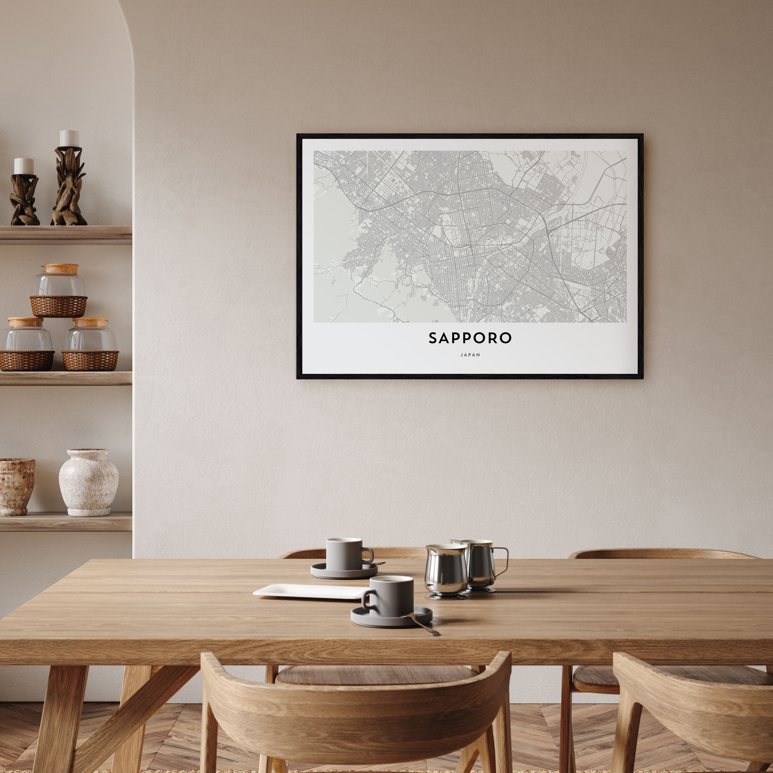 Sapporo Map Landscape Poster