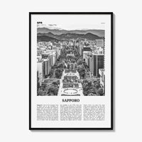 Sapporo Print Black and White, Sapporo Wall Art, Sapporo Poster, Sapporo Photo, Sapporo Wall Décor, Sapporo Map, Japan