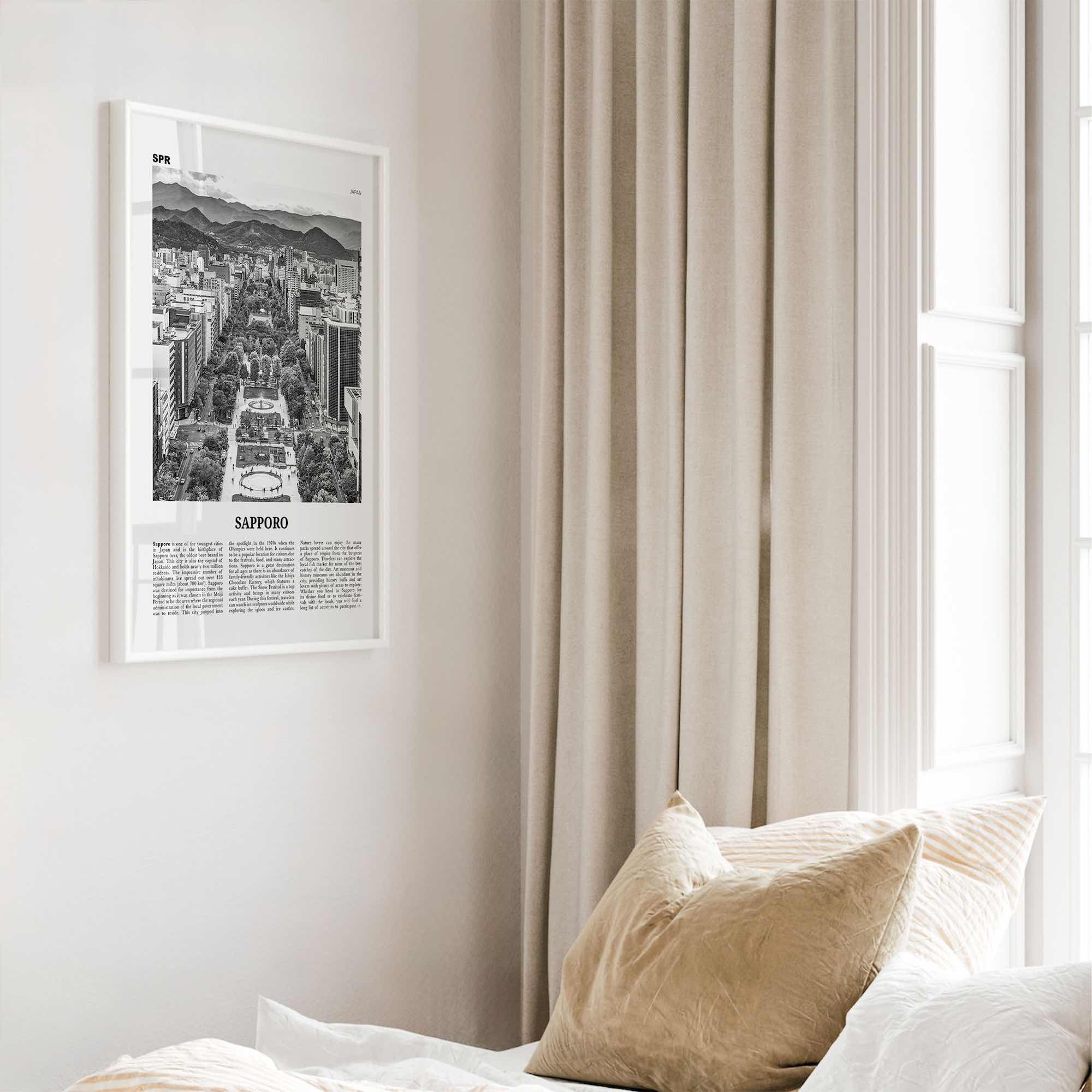 Sapporo Print Black and White, Sapporo Wall Art, Sapporo Poster, Sapporo Photo, Sapporo Wall Décor, Sapporo Map, Japan