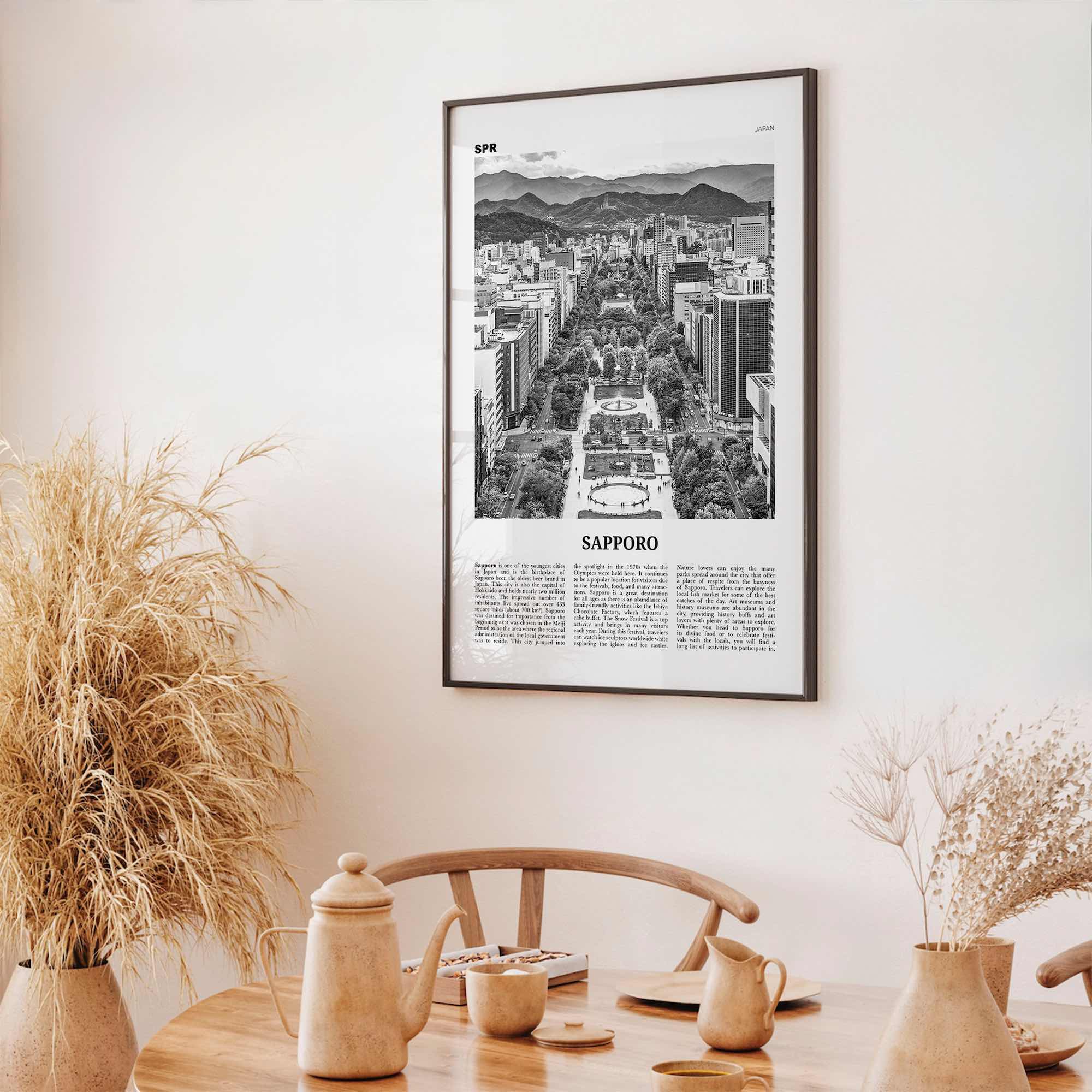 Sapporo Print Black and White, Sapporo Wall Art, Sapporo Poster, Sapporo Photo, Sapporo Wall Décor, Sapporo Map, Japan