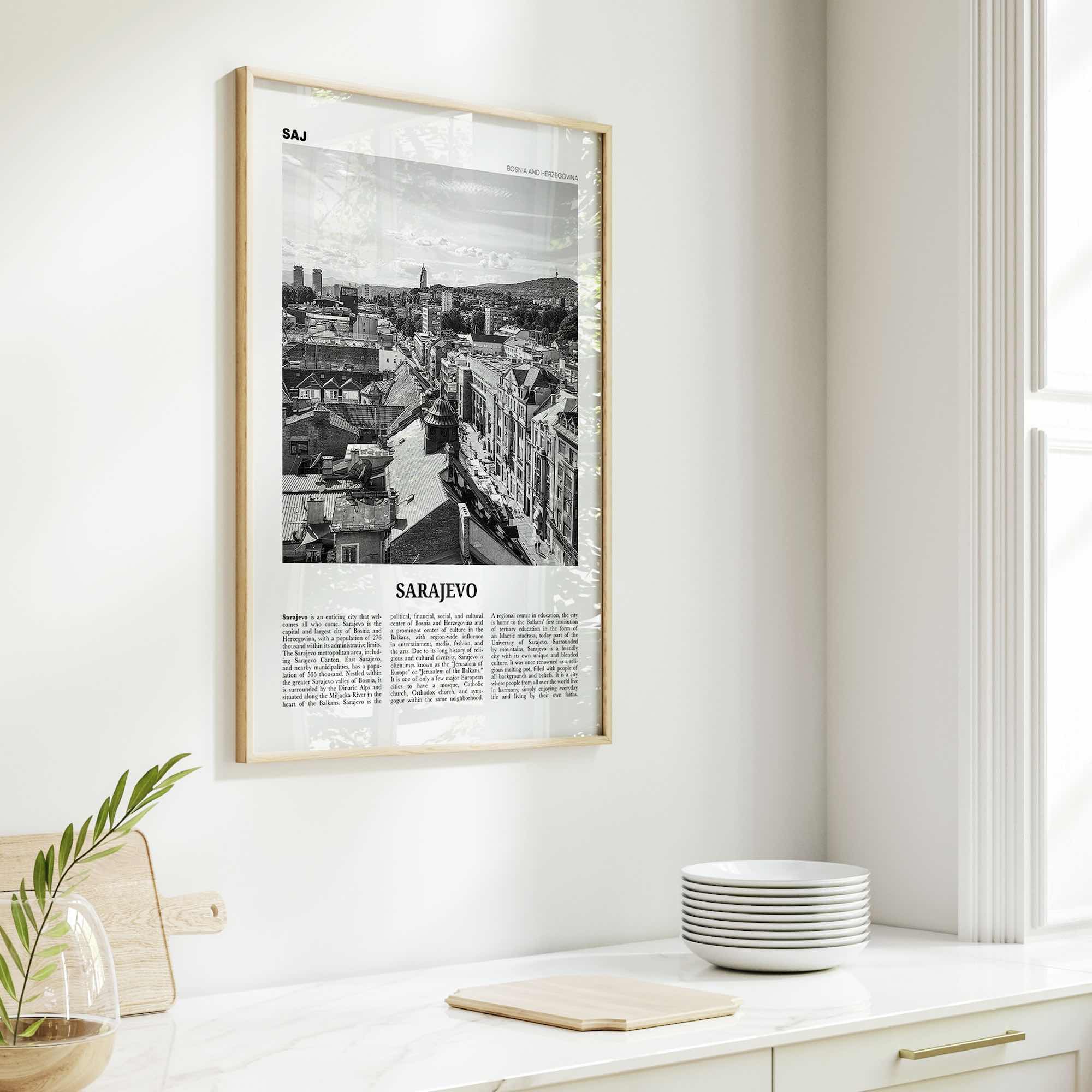 Sarajevo Print Black and White, Sarajevo Wall Art, Sarajevo Poster, Sarajevo Photo, Sarajevo Wall Decor, Bosnia and Herzegovina, Europe