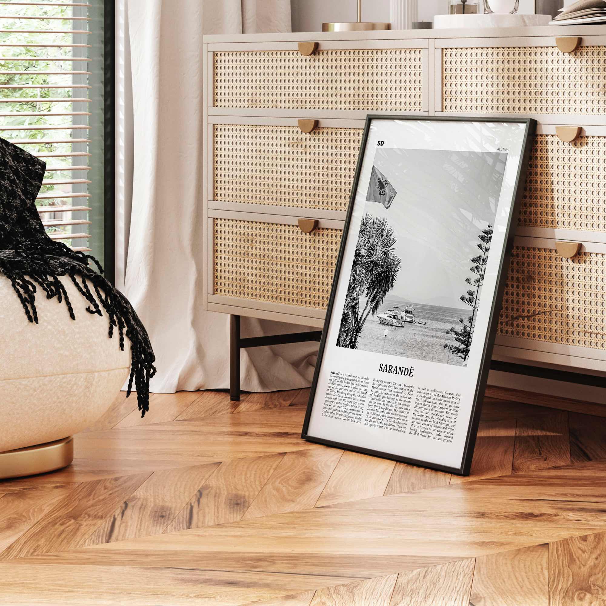 Sarande Print Black and White, Sarandë Wall Art, Sarandë Poster, Sarandë Photo, Sarandë Wall Décor, Saranda, Albania, Travel Poster Print