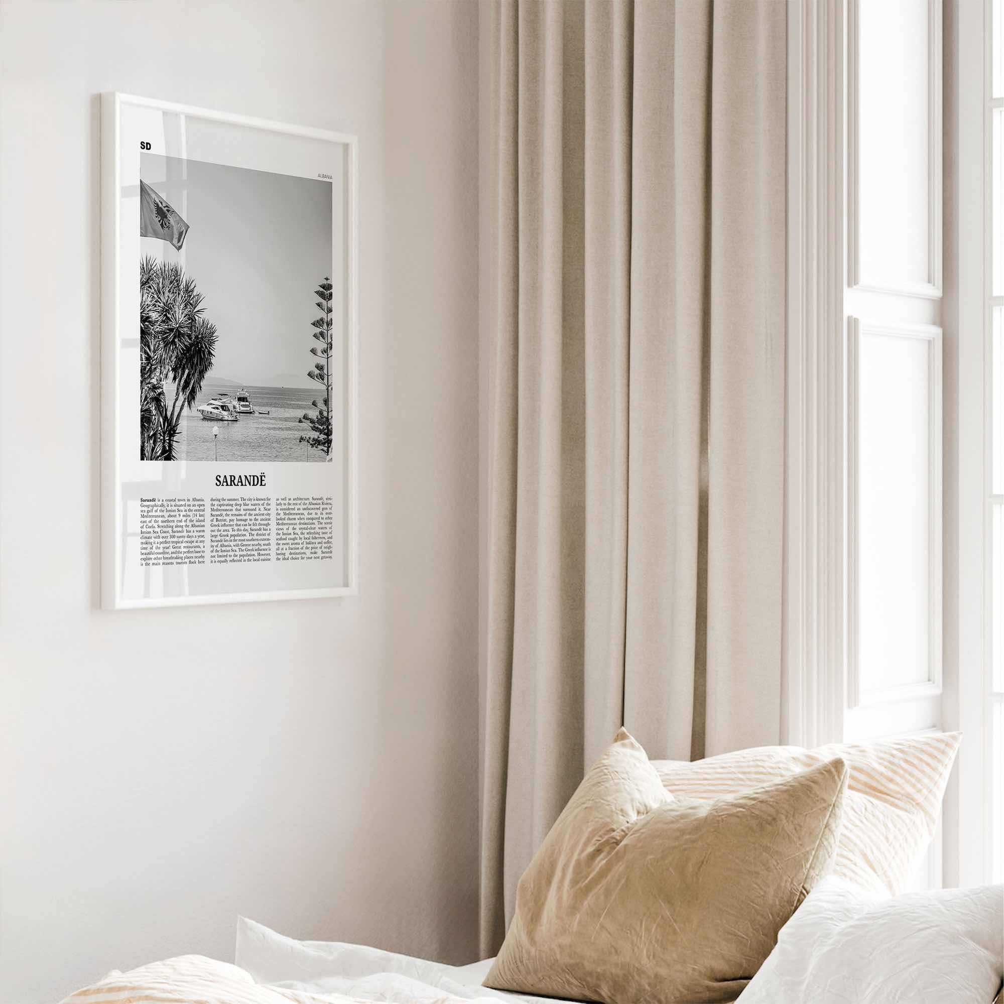 Sarande Print Black and White, Sarandë Wall Art, Sarandë Poster, Sarandë Photo, Sarandë Wall Décor, Saranda, Albania, Travel Poster Print