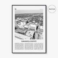 Sarasota County Print Black and White, Sarasota County Wall Art, Sarasota County Poster, Sarasota Photo, Sarasota Wall Décor, Sarasota Map