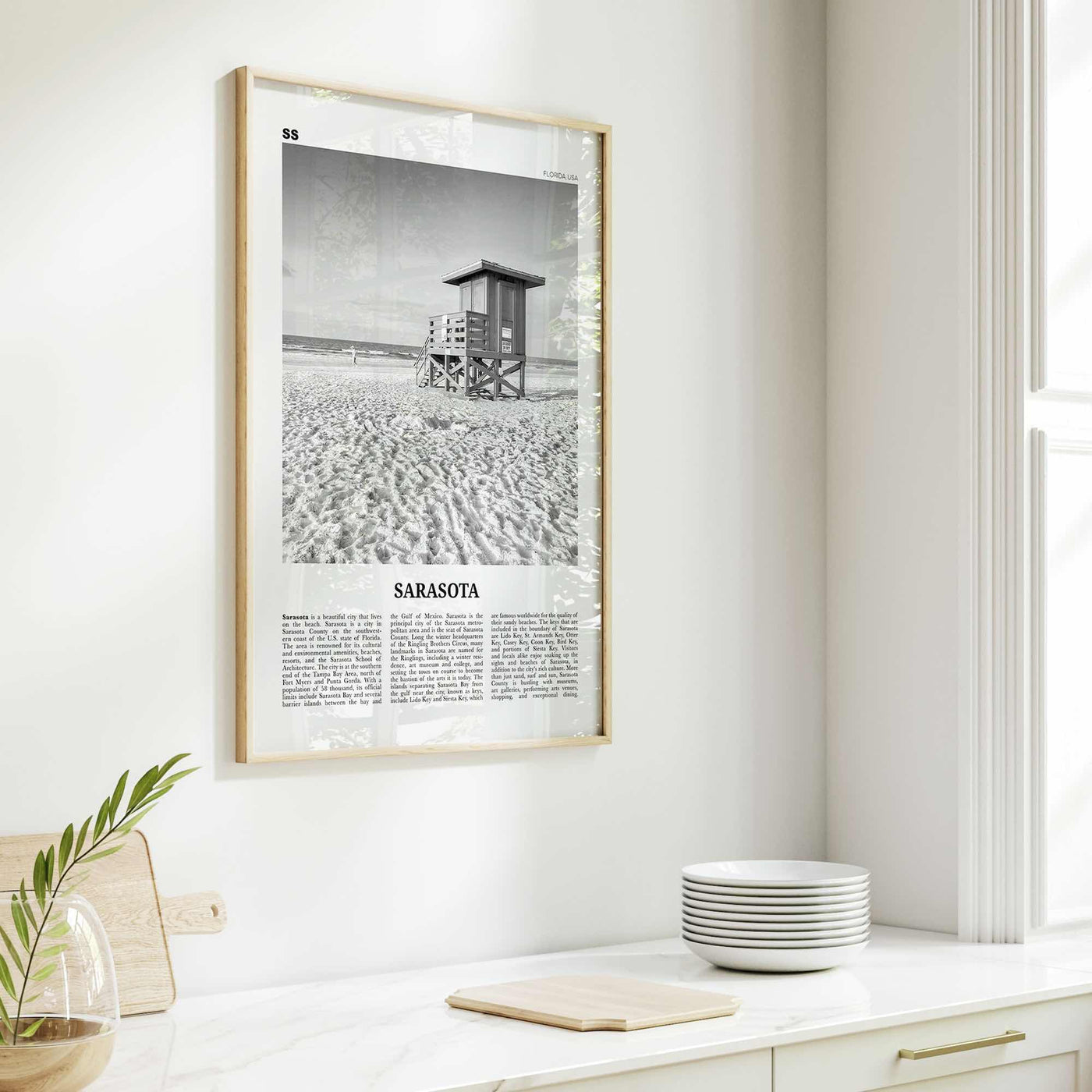 Sarasota Print Black and White No 1, Sarasota Wall Art, Sarasota Poster, Sarasota Photo, Florida, USA, United States, North America