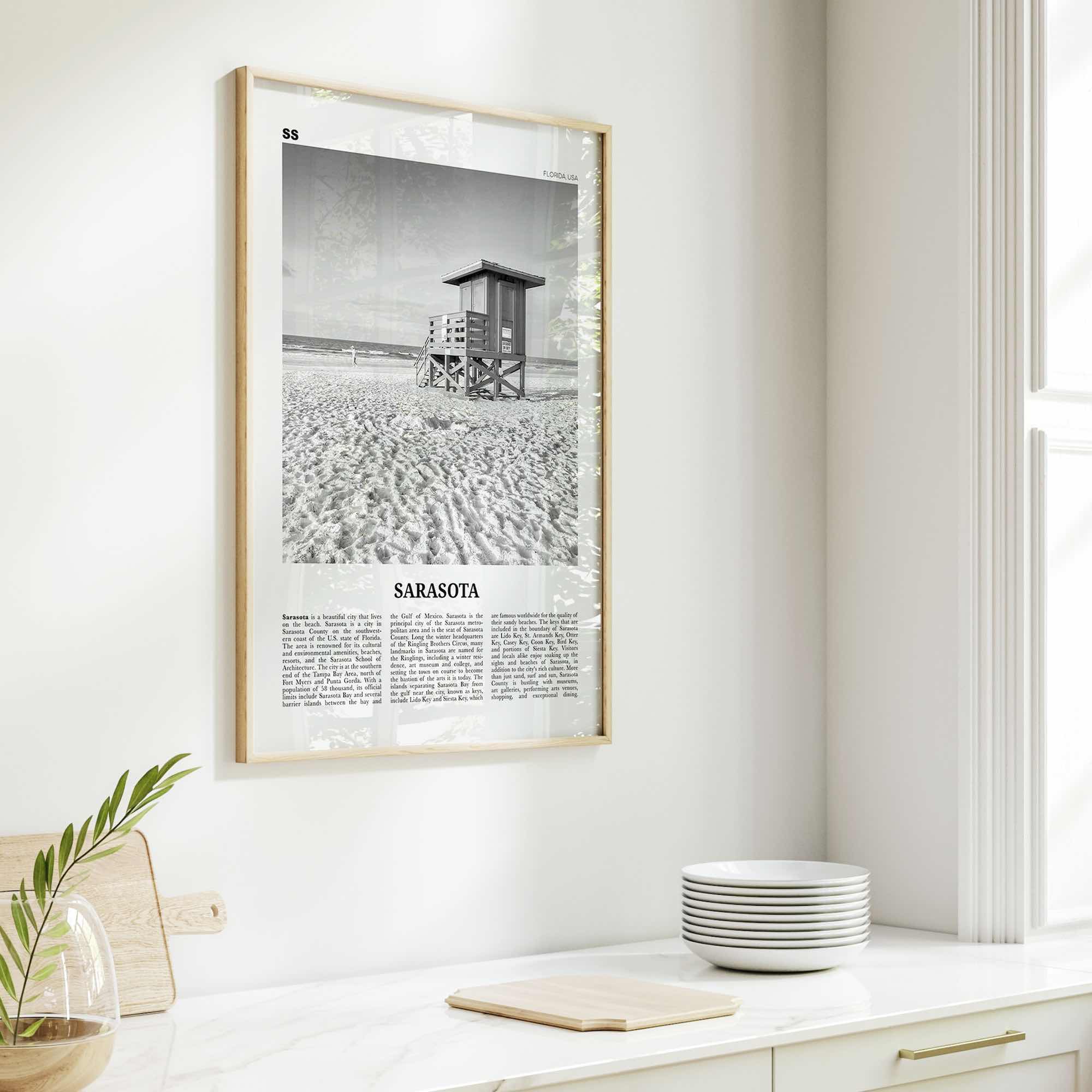 Sarasota Print Black and White No 1, Sarasota Wall Art, Sarasota Poster, Sarasota Photo, Florida, USA, United States, North America