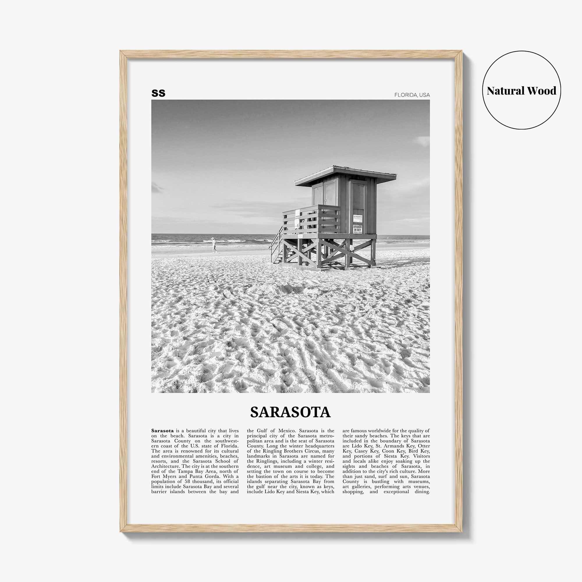 Sarasota Print Black and White No 1, Sarasota Wall Art, Sarasota Poster, Sarasota Photo, Florida, USA, United States, North America