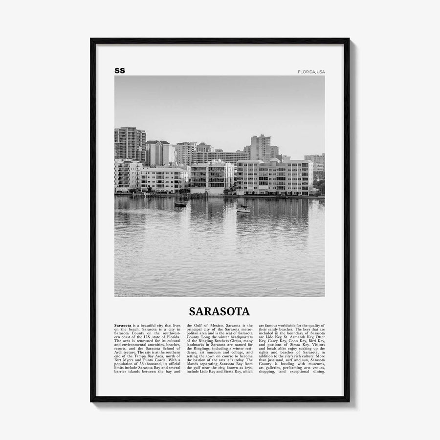 Sarasota Print Black and White No 2, Sarasota Wall Art, Sarasota Poster, Sarasota Photo, Florida, USA, United States, North America