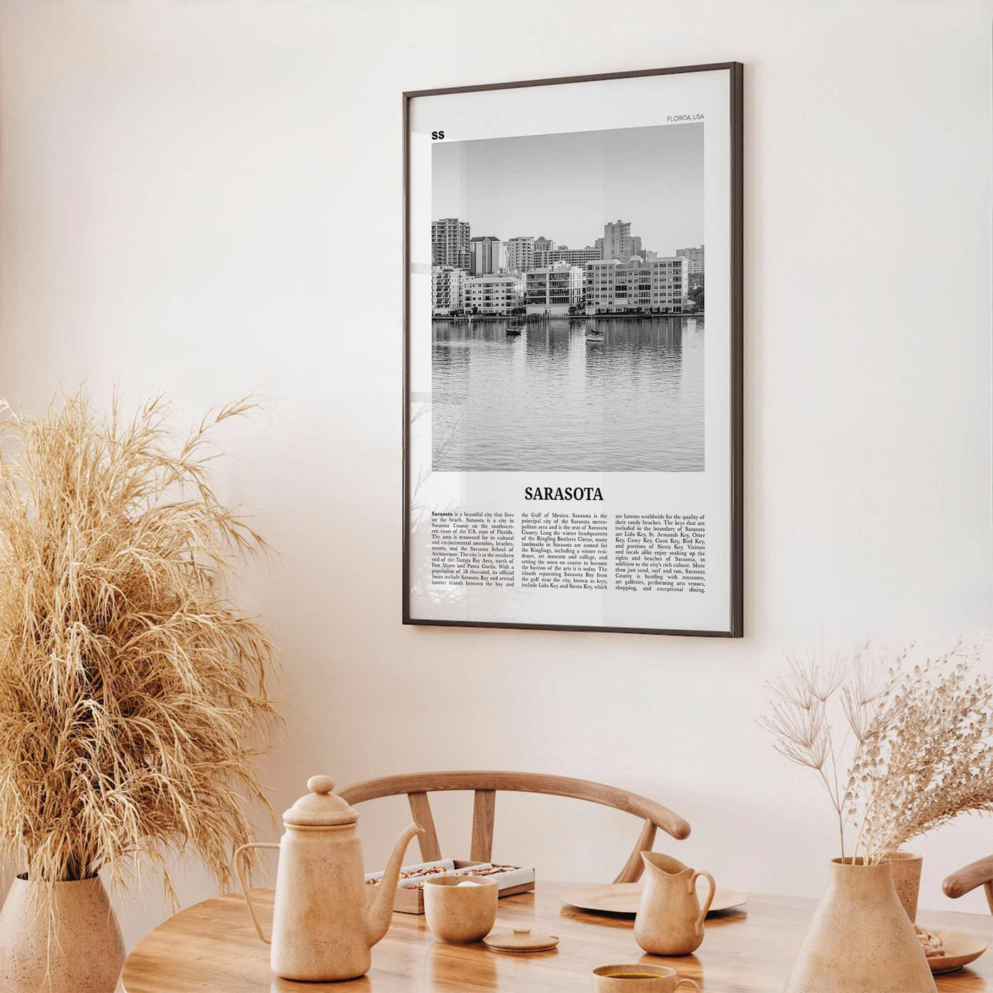 Sarasota Print Black and White No 2, Sarasota Wall Art, Sarasota Poster, Sarasota Photo, Florida, USA, United States, North America