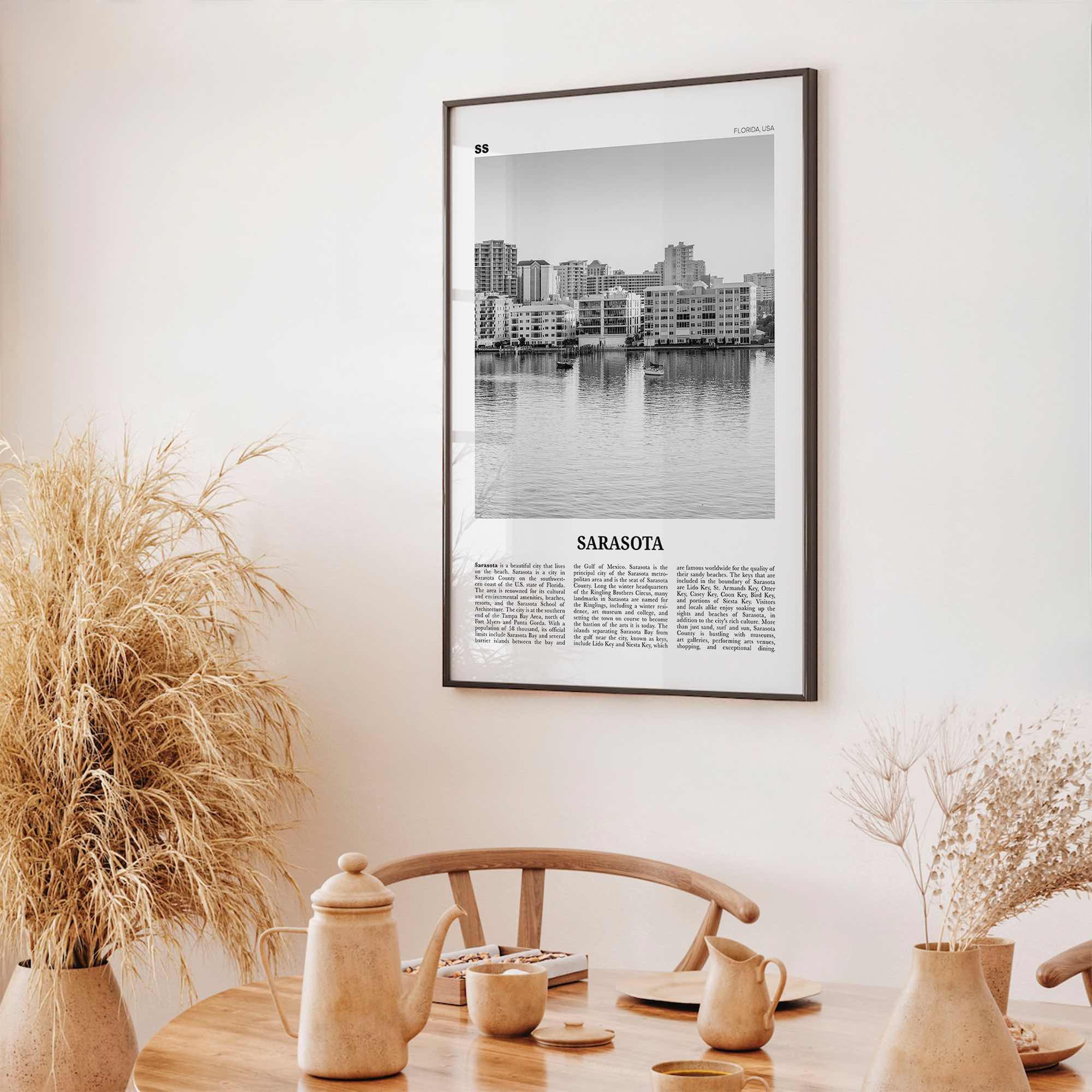 Sarasota Print Black and White No 2, Sarasota Wall Art, Sarasota Poster, Sarasota Photo, Florida, USA, United States, North America