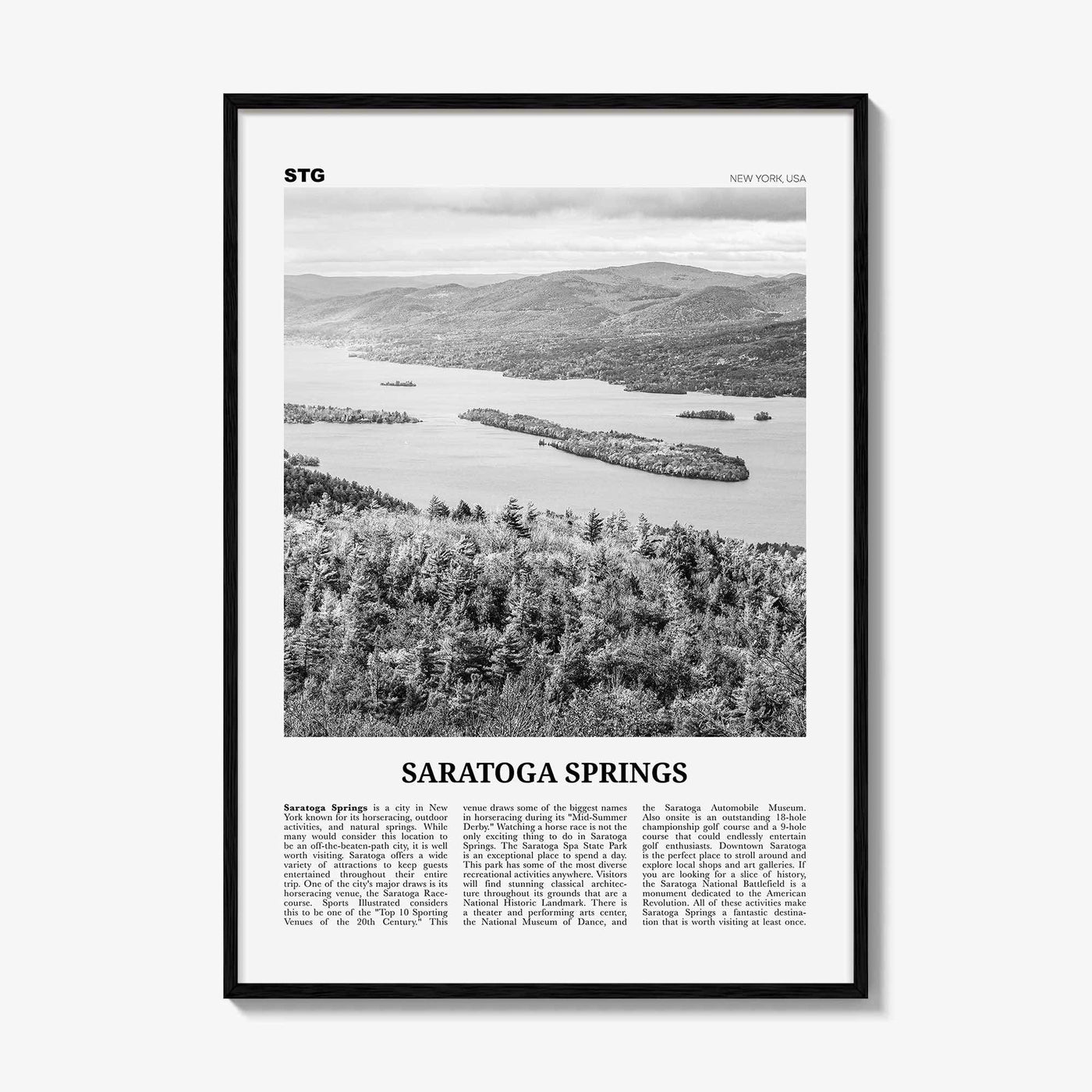 Saratoga Springs Print Black and White, Saratoga Springs Wall Art, Saratoga Springs Poster, Saratoga Springs Photo, New York, USA