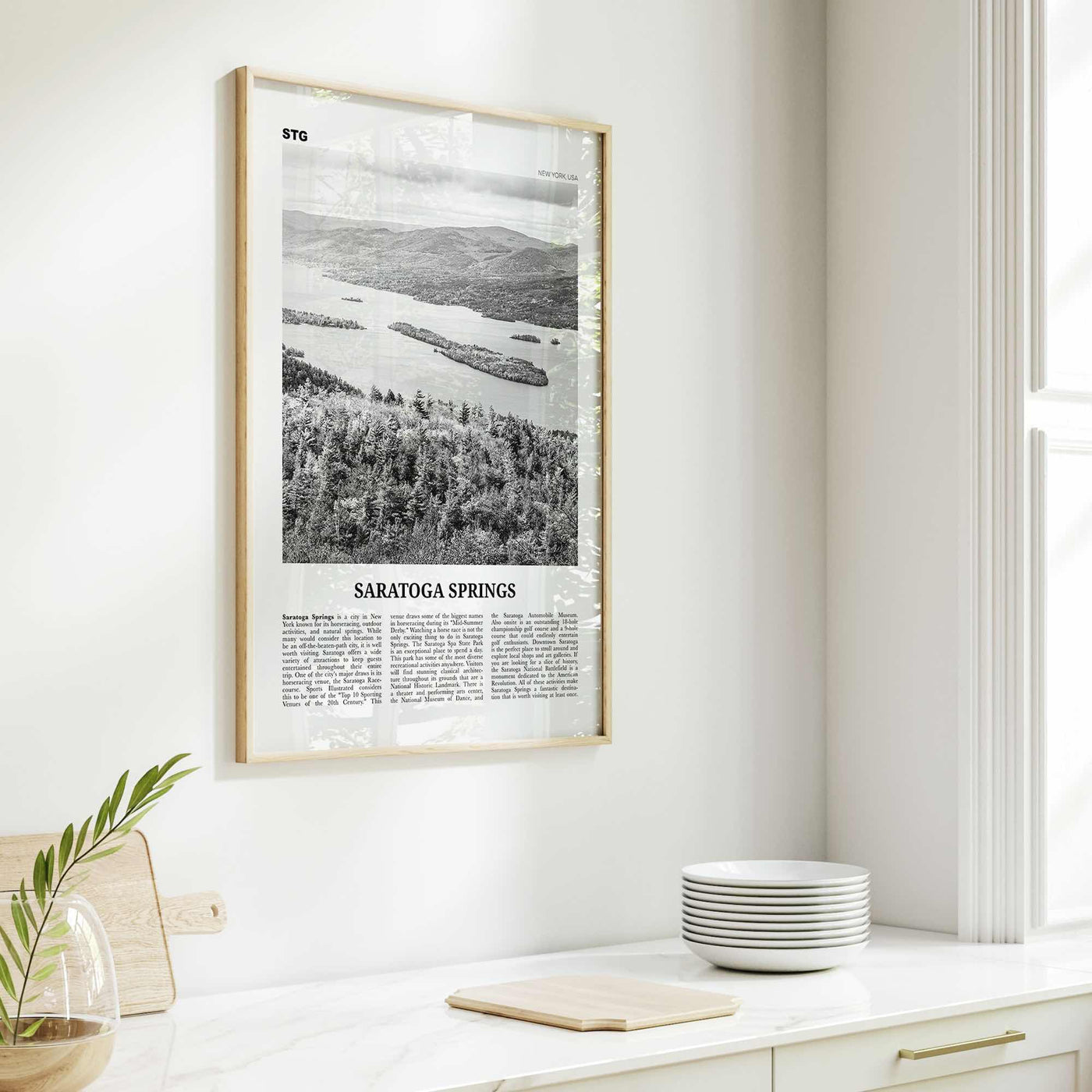 Saratoga Springs Print Black and White, Saratoga Springs Wall Art, Saratoga Springs Poster, Saratoga Springs Photo, New York, USA