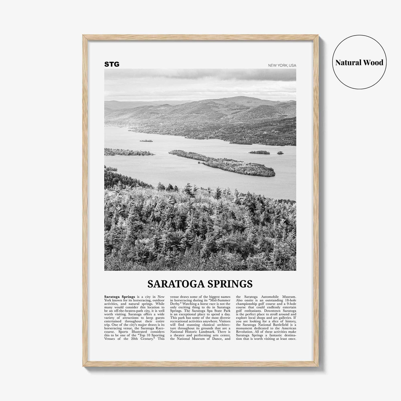 Saratoga Springs Print Black and White, Saratoga Springs Wall Art, Saratoga Springs Poster, Saratoga Springs Photo, New York, USA