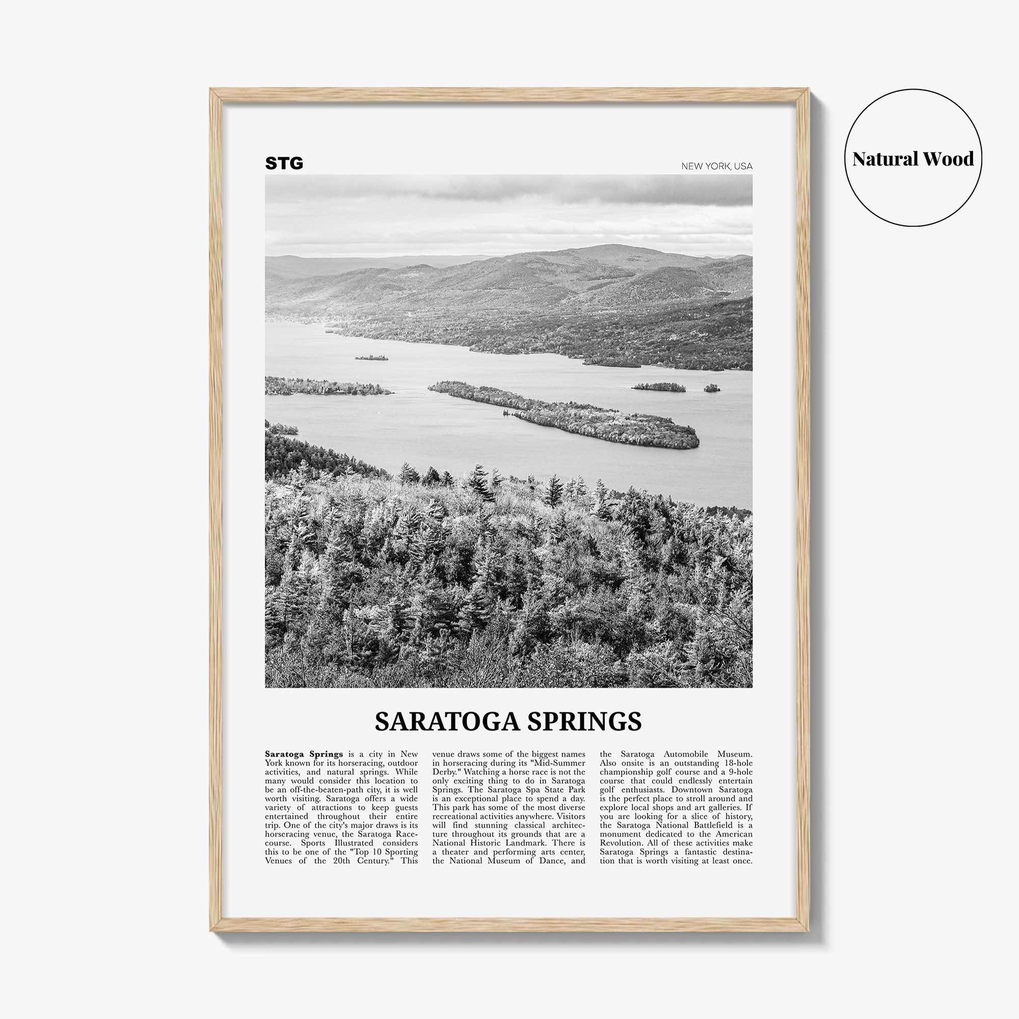 Saratoga Springs Print Black and White, Saratoga Springs Wall Art, Saratoga Springs Poster, Saratoga Springs Photo, New York, USA