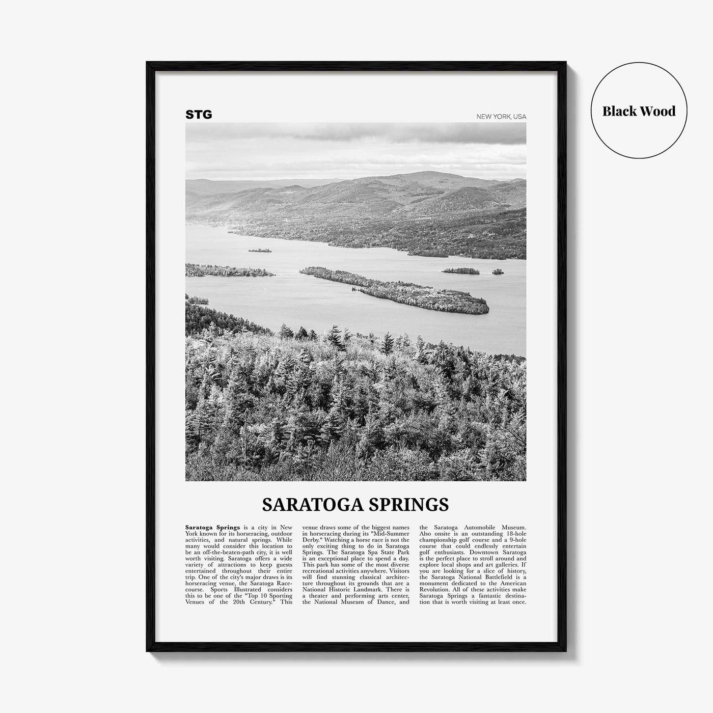 Saratoga Springs Print Black and White, Saratoga Springs Wall Art, Saratoga Springs Poster, Saratoga Springs Photo, New York, USA