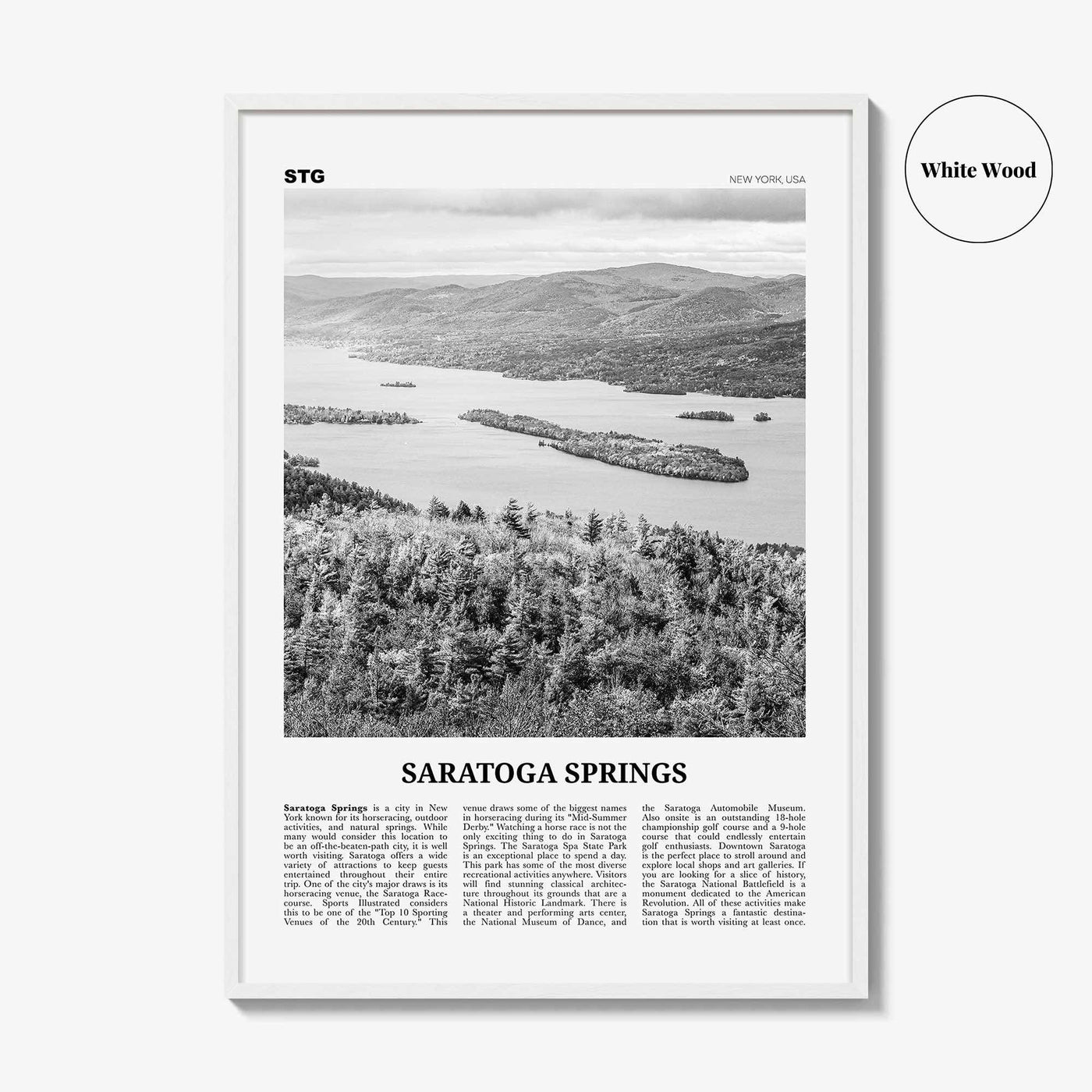 Saratoga Springs Print Black and White, Saratoga Springs Wall Art, Saratoga Springs Poster, Saratoga Springs Photo, New York, USA