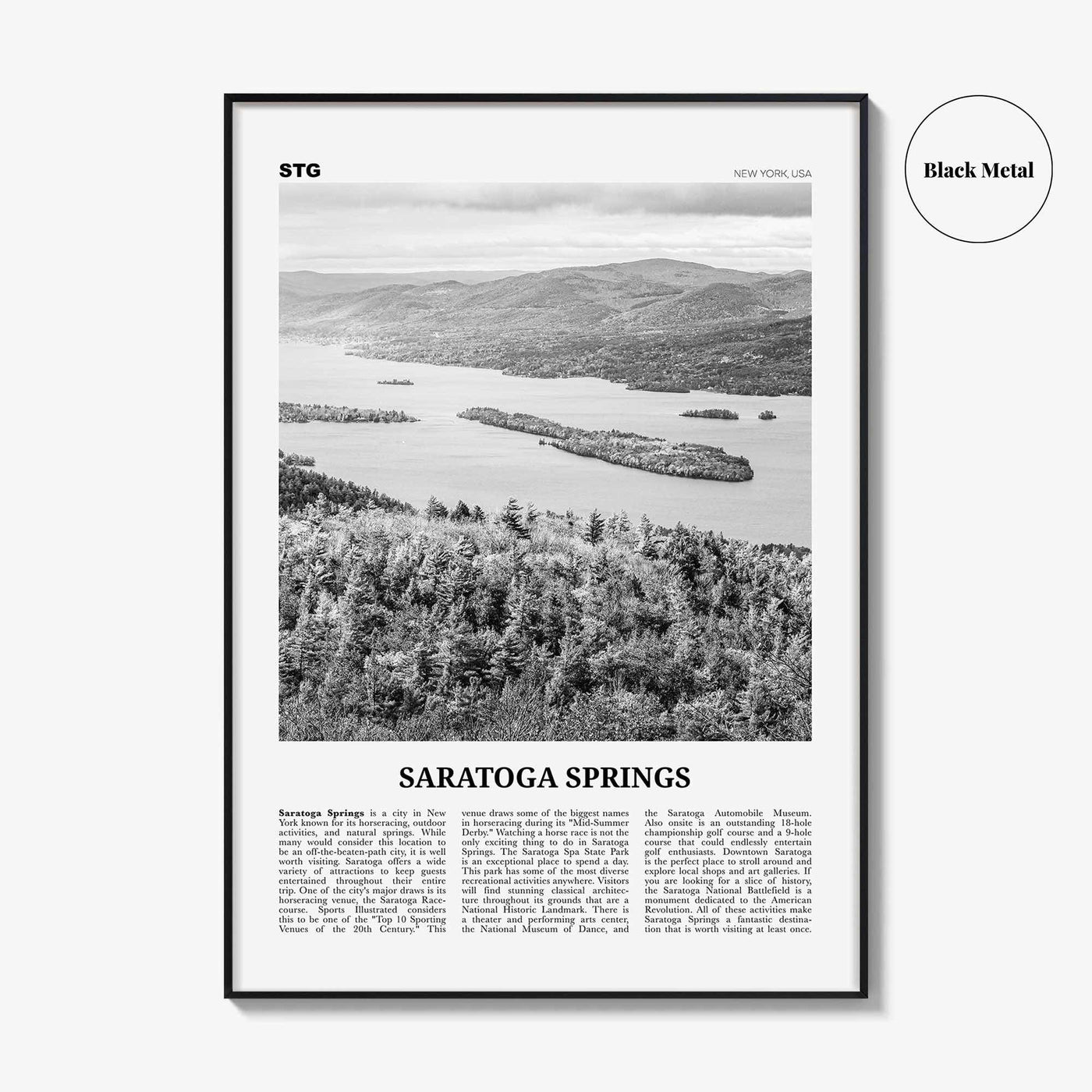 Saratoga Springs Print Black and White, Saratoga Springs Wall Art, Saratoga Springs Poster, Saratoga Springs Photo, New York, USA