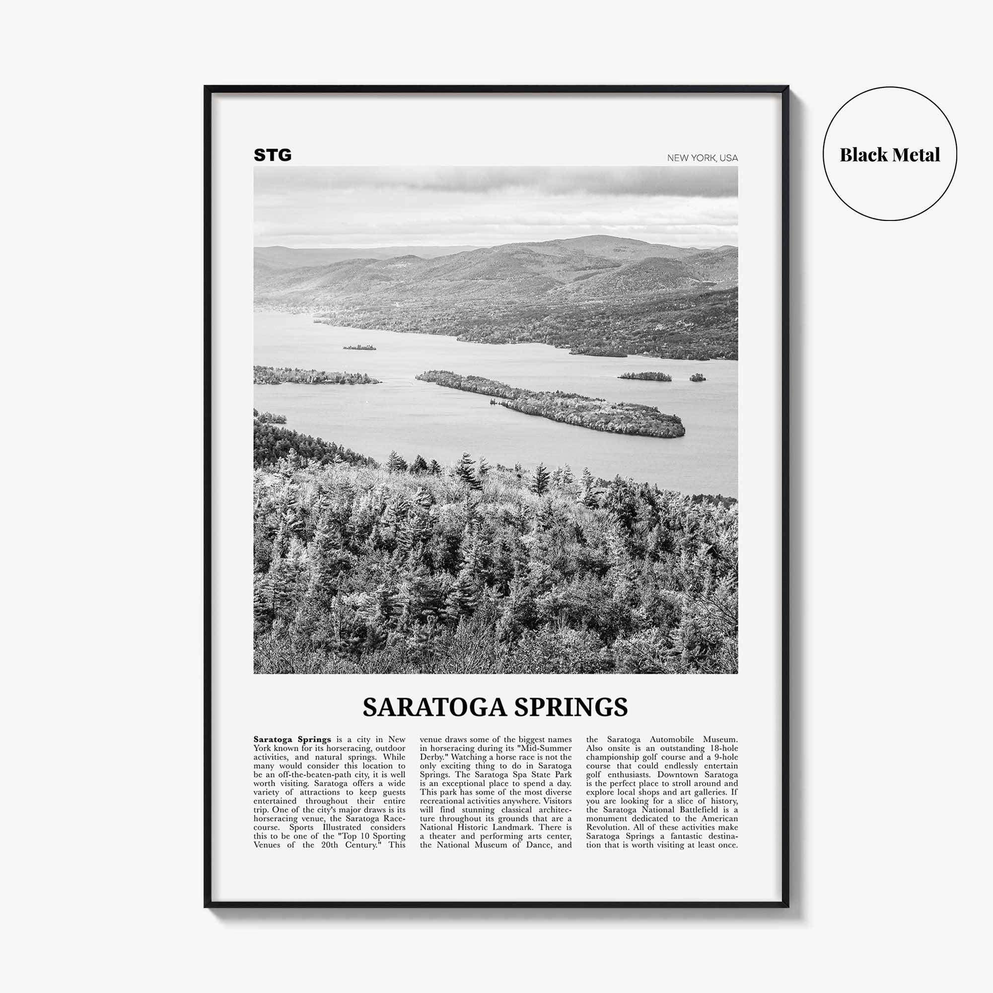 Saratoga Springs Print Black and White, Saratoga Springs Wall Art, Saratoga Springs Poster, Saratoga Springs Photo, New York, USA