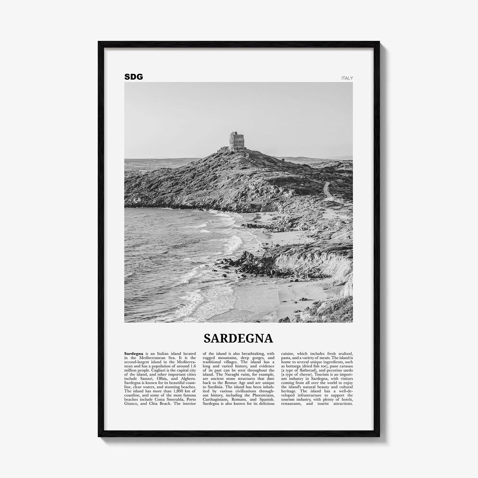 Sardegna Print Black and White, Sardegna Wall Art, Sardegna Poster, Sardegna Photo, Sardegna Wall Décor, Sardegna Map, Italy