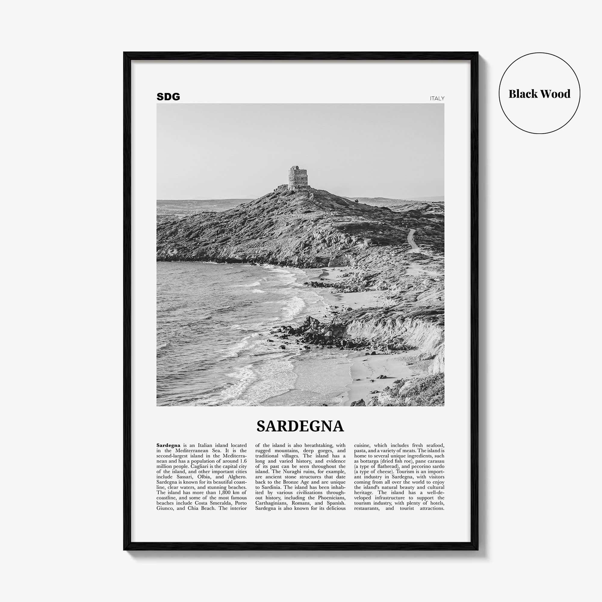 Sardegna Print Black and White, Sardegna Wall Art, Sardegna Poster, Sardegna Photo, Sardegna Wall Décor, Sardegna Map, Italy