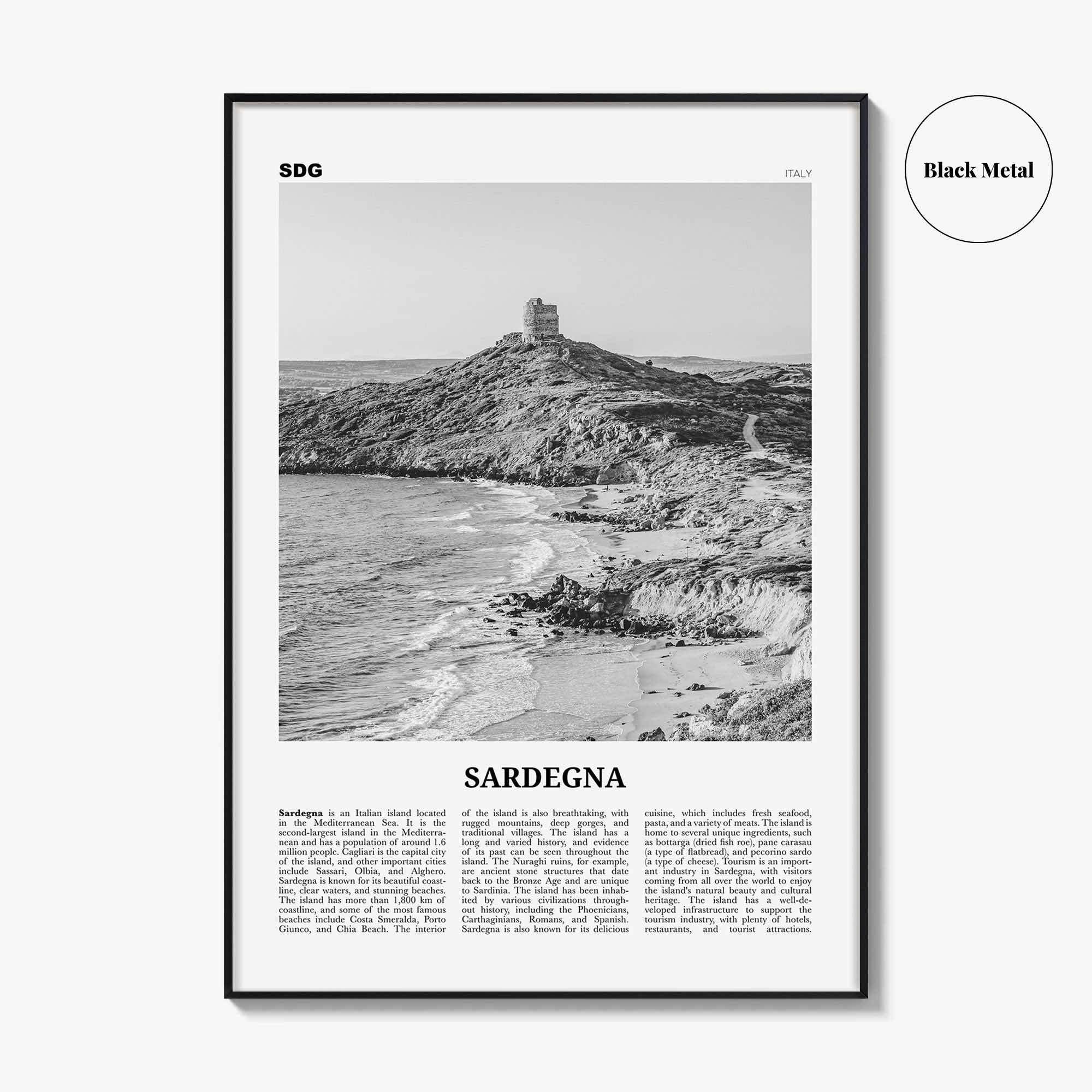 Sardegna Print Black and White, Sardegna Wall Art, Sardegna Poster, Sardegna Photo, Sardegna Wall Décor, Sardegna Map, Italy