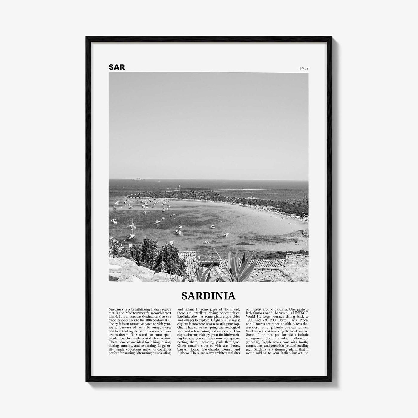 Sardinia Print Black and White, Sardinia Wall Art, Sardinia Poster, Sardinia Photo, Sardinia Wall Décor, Italy, Italia, Cagliari