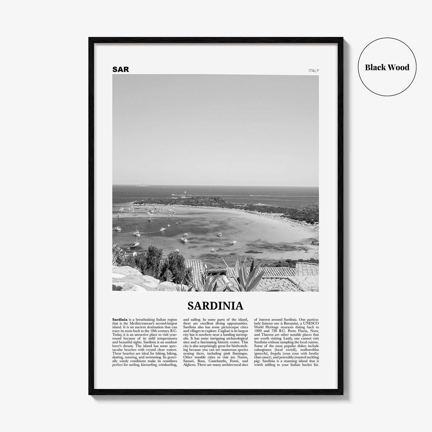 Sardinia Print Black and White, Sardinia Wall Art, Sardinia Poster, Sardinia Photo, Sardinia Wall Décor, Italy, Italia, Cagliari