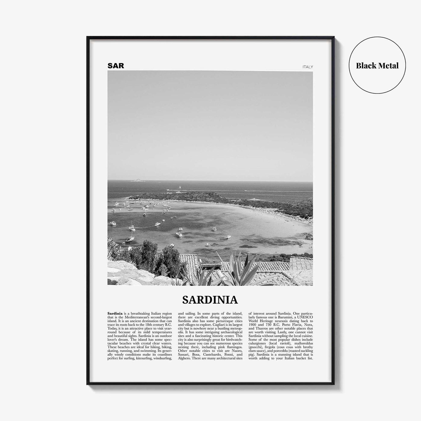 Sardinia Print Black and White, Sardinia Wall Art, Sardinia Poster, Sardinia Photo, Sardinia Wall Décor, Italy, Italia, Cagliari