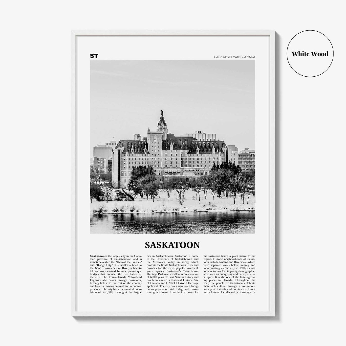 Saskatoon Print Black and White, Saskatoon Wall Art, Saskatoon Poster, Saskatoon Photo, Saskatoon Wall Décor, Saskatchewan, Corman Park